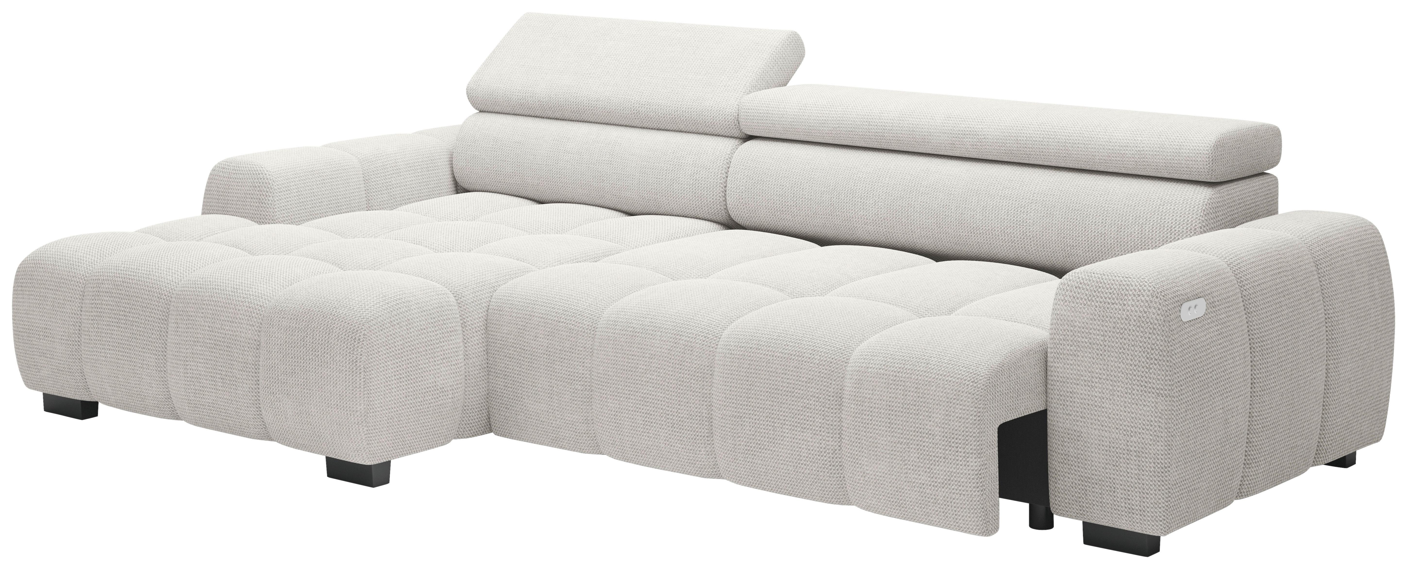 Rohová sedačka FREYA, ľavá, sivobéžová, elektrický výsuv - čierna/sivobéžová, Trend, textil/plast (168/285cm)