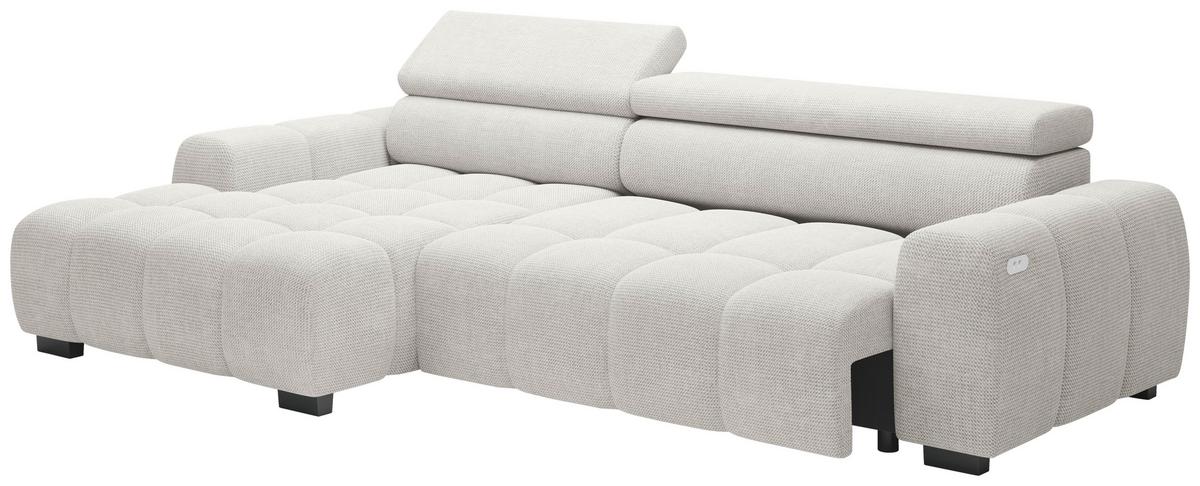 Rohová sedačka FREYA, levá, šedobéžová, elektrický výsuv - černá/šedobéžová, Trend, textil/plast (168/285cm)