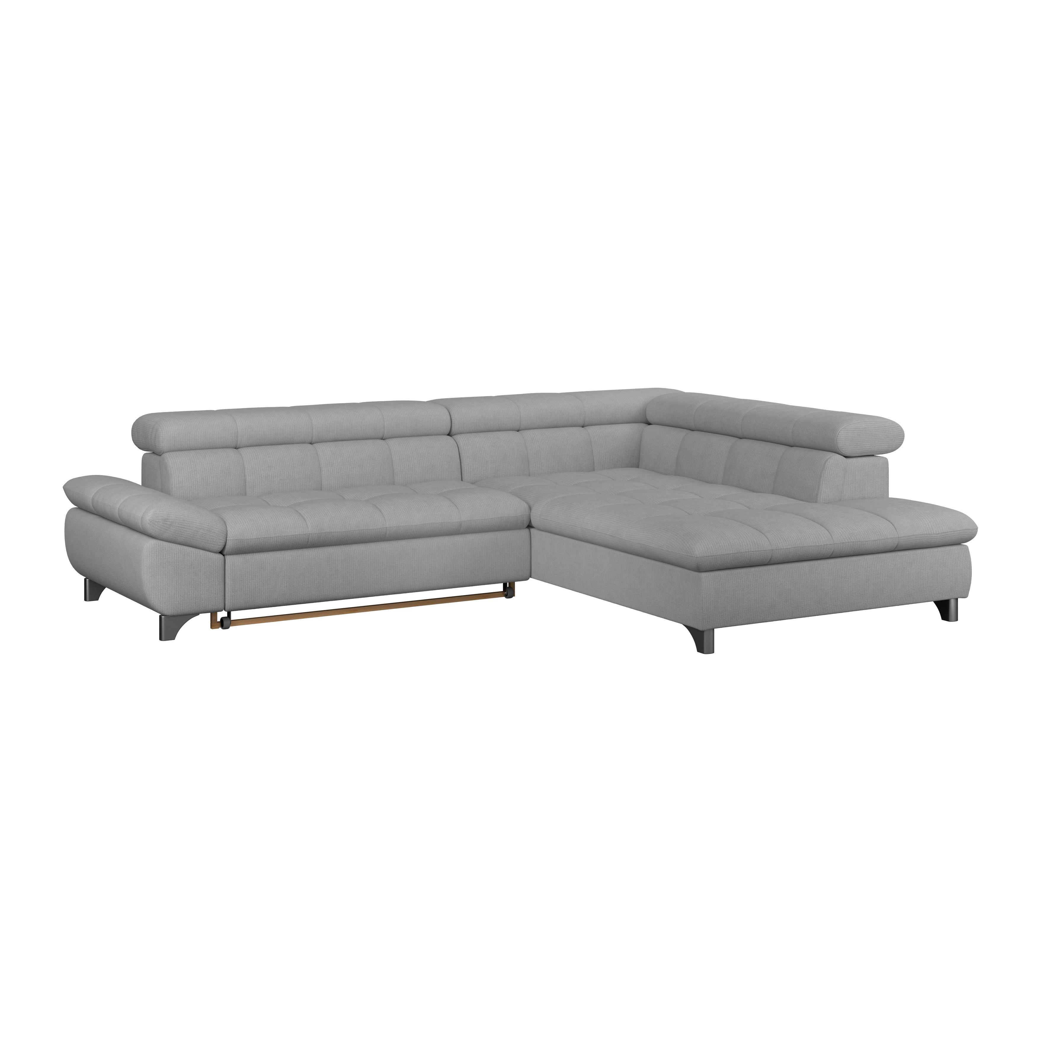Rohová sedačka GEMINI S, pravá, sivá ženilka - sivá/chrómová, Konventionell, kov/textil (312/234cm)