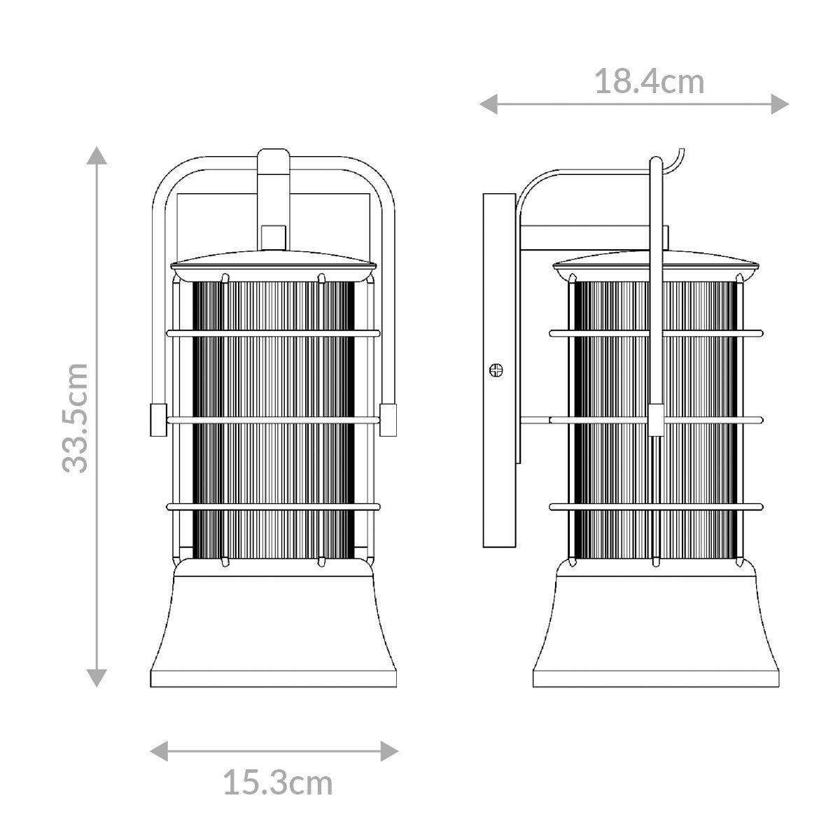 Kültéri Falilámpa Qn-Rivamar-S-Blk-Gd - többszínű, Konventionell, üveg/fém (33,5/15,3/18,4cm) - Elstead Lighting
