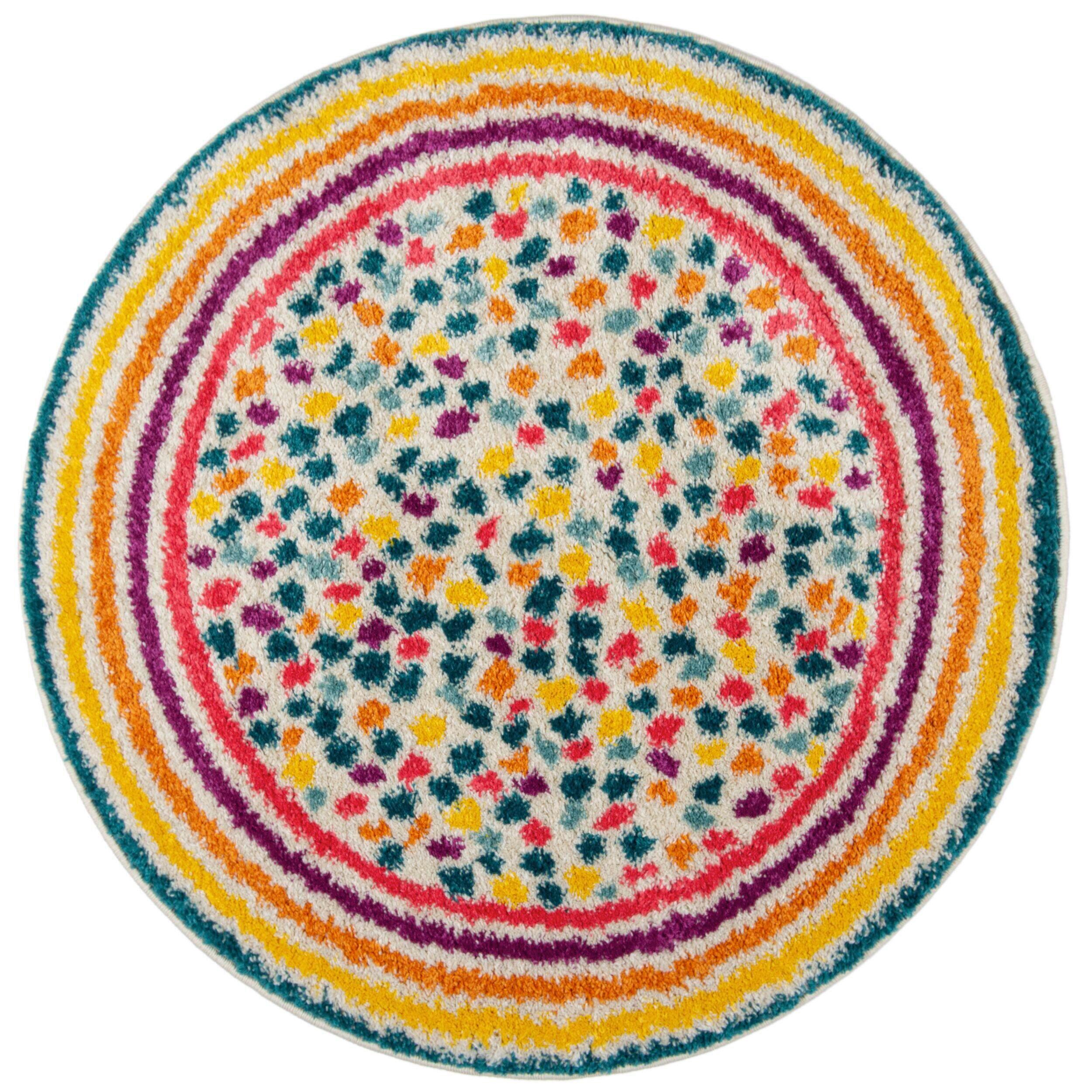 Webteppich Rainbow Spot Shaggy M 100x100 - Multicolor, Basics, Textil (100cm)