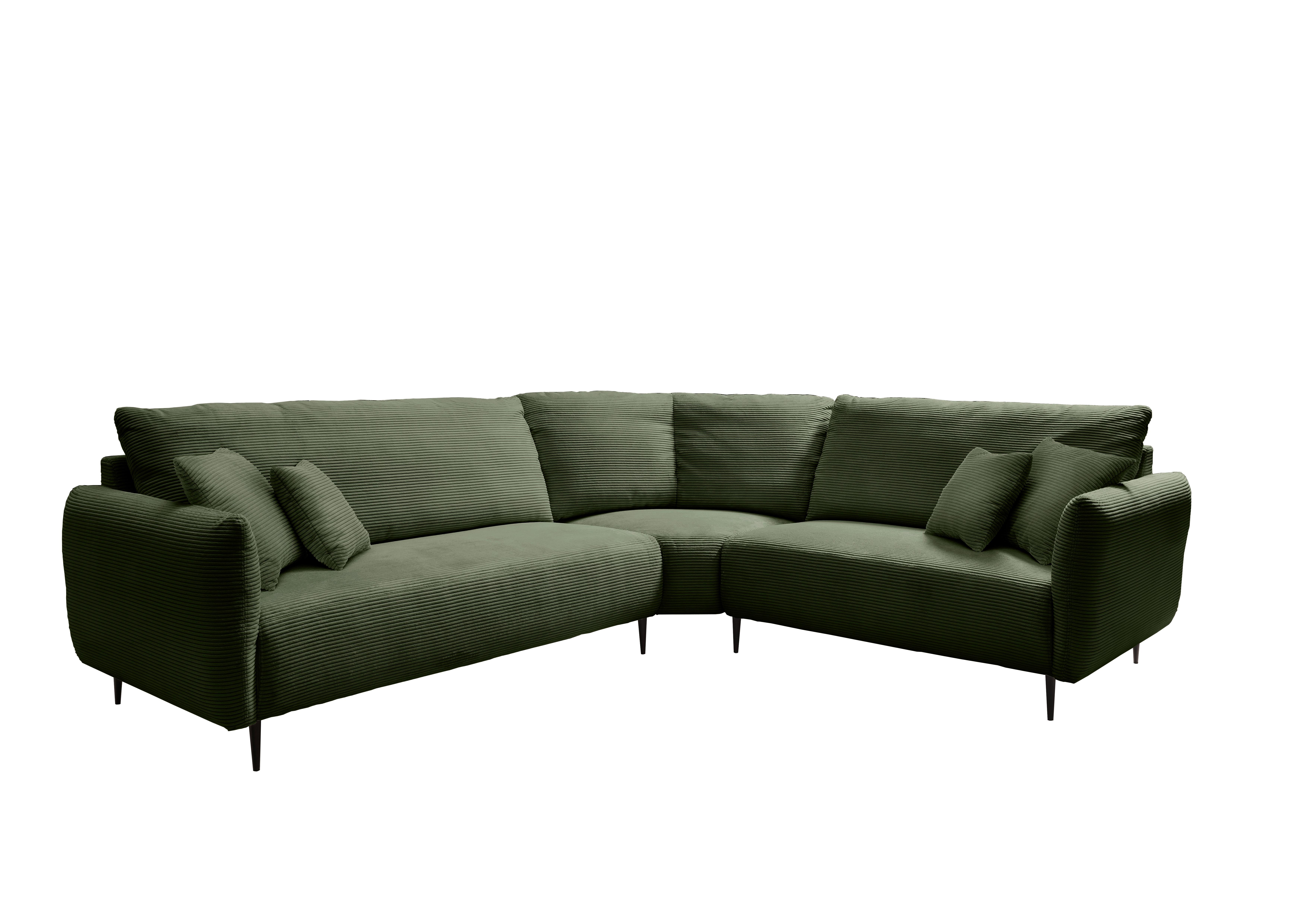 Ecksofa Vanilla Dunkelgrün S: 294x256 cm - Dunkelgrün/Schwarz, Design, Textil (294/256cm) - Livetastic