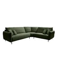 Ecksofa Vanilla Dunkelgrün S: 294x256 cm - Dunkelgrün/Schwarz, Design, Textil (294/256cm) - Livetastic