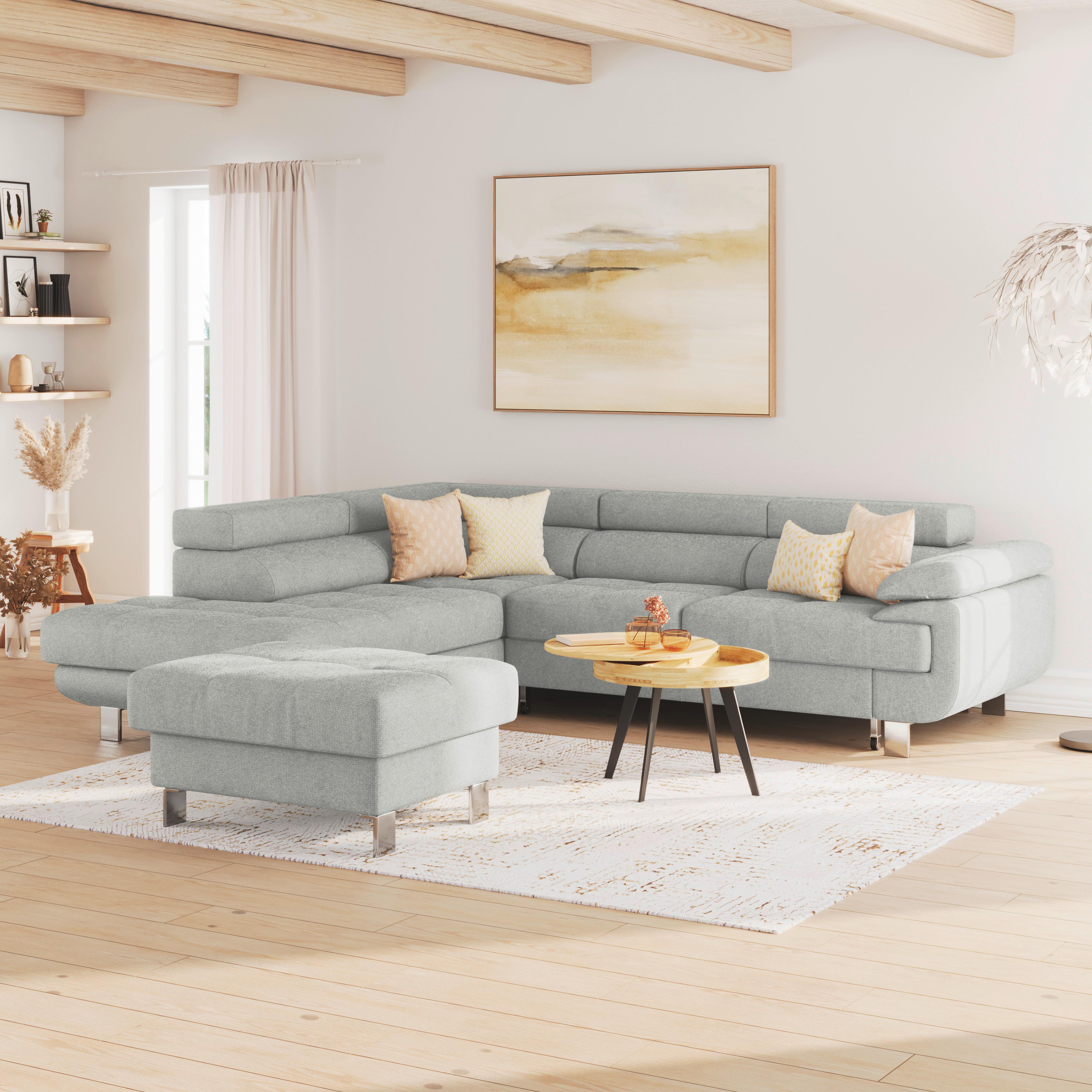 Ecksofa Savona - Hellgrau, MODERN, Textil (230/270cm) - Ondega