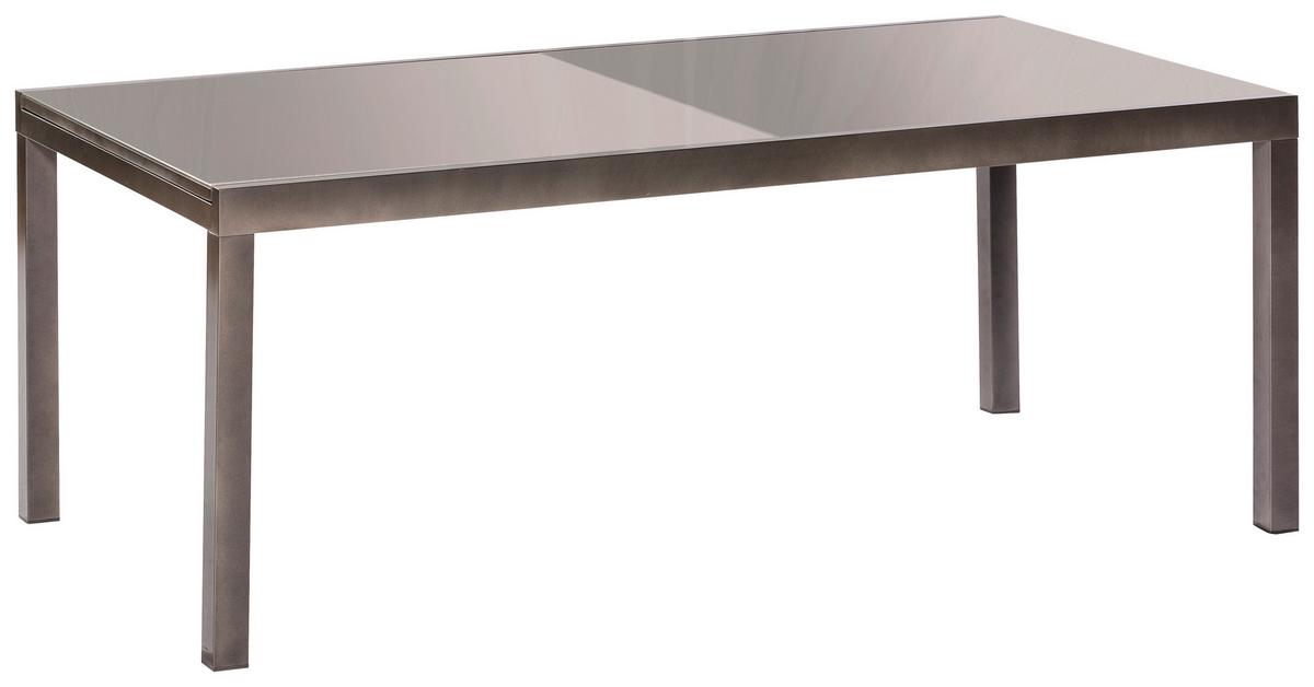 Gartentisch Ausziehbar Semi Metall/glas L 220-340 Cm - Graphitfarben/Grau, KONVENTIONELL, Glas/Metall (220-340/110/75cm) - Gardenson