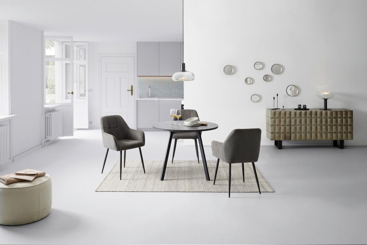 Esstisch Andre Melamin Schwarz, B: 100 Cm - Schwarz, KONVENTIONELL, Holzwerkstoff/Metall (100/76/100cm) - B&B Italia