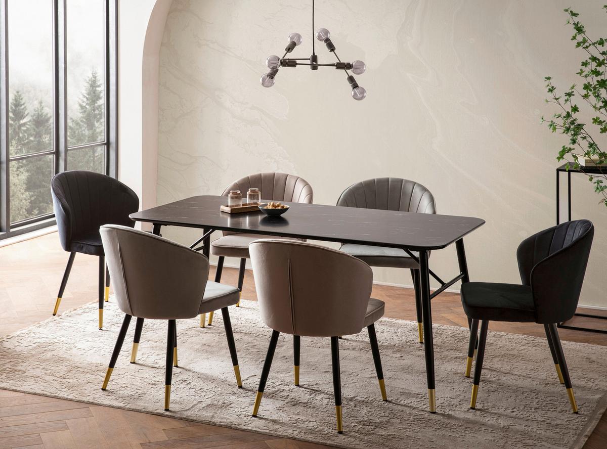 JÍDELNÍ STŮL WL6.958 - černá/barvy zlata, Design, kov/kompozitní dřevo (140/80/76cm) - MID.YOU