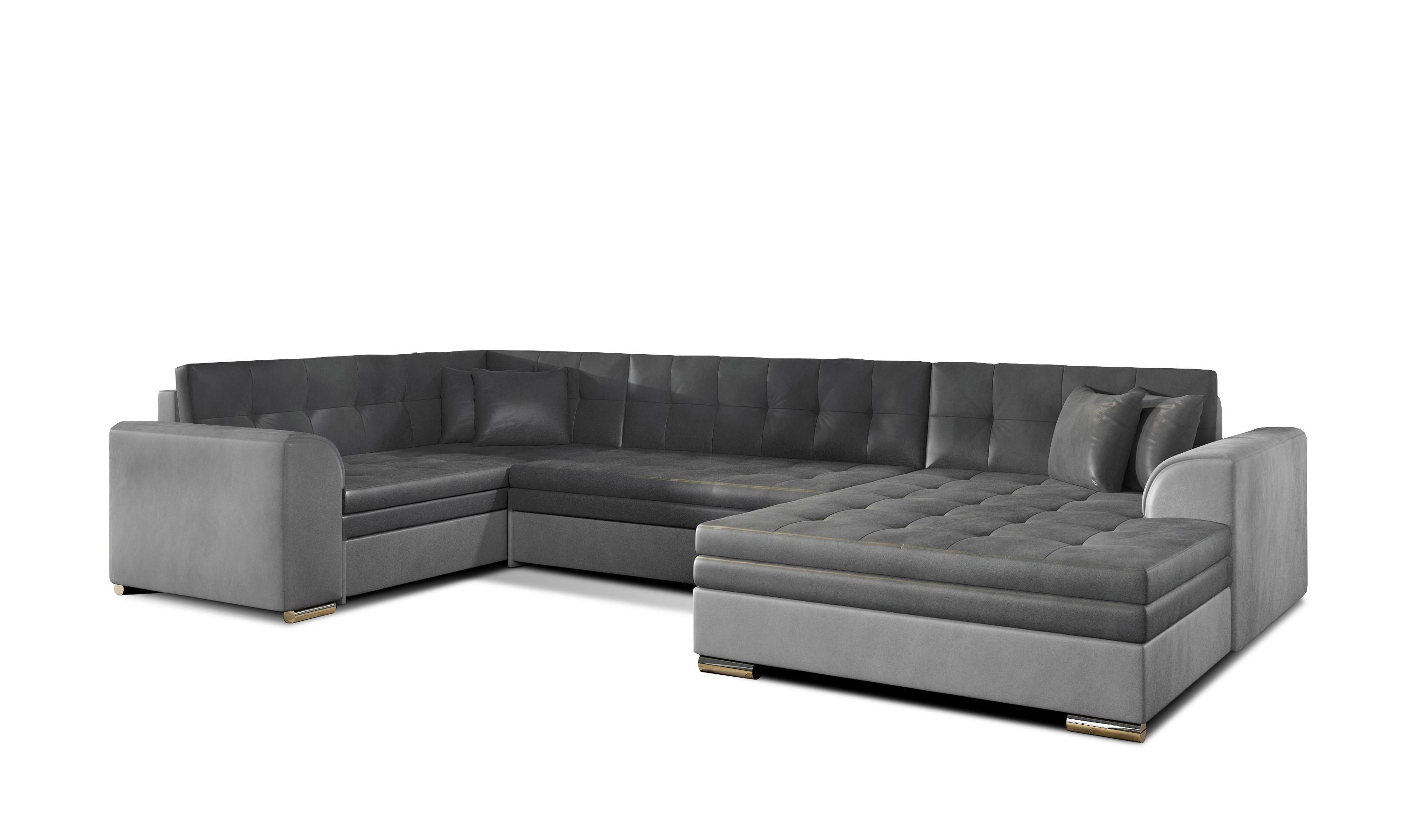Wohnlandschaft Damario Grau/hellgrau U:189x338x189cm - Chromfarben/Hellgrau, Design, Textil (189/338/189cm) - MID.YOU