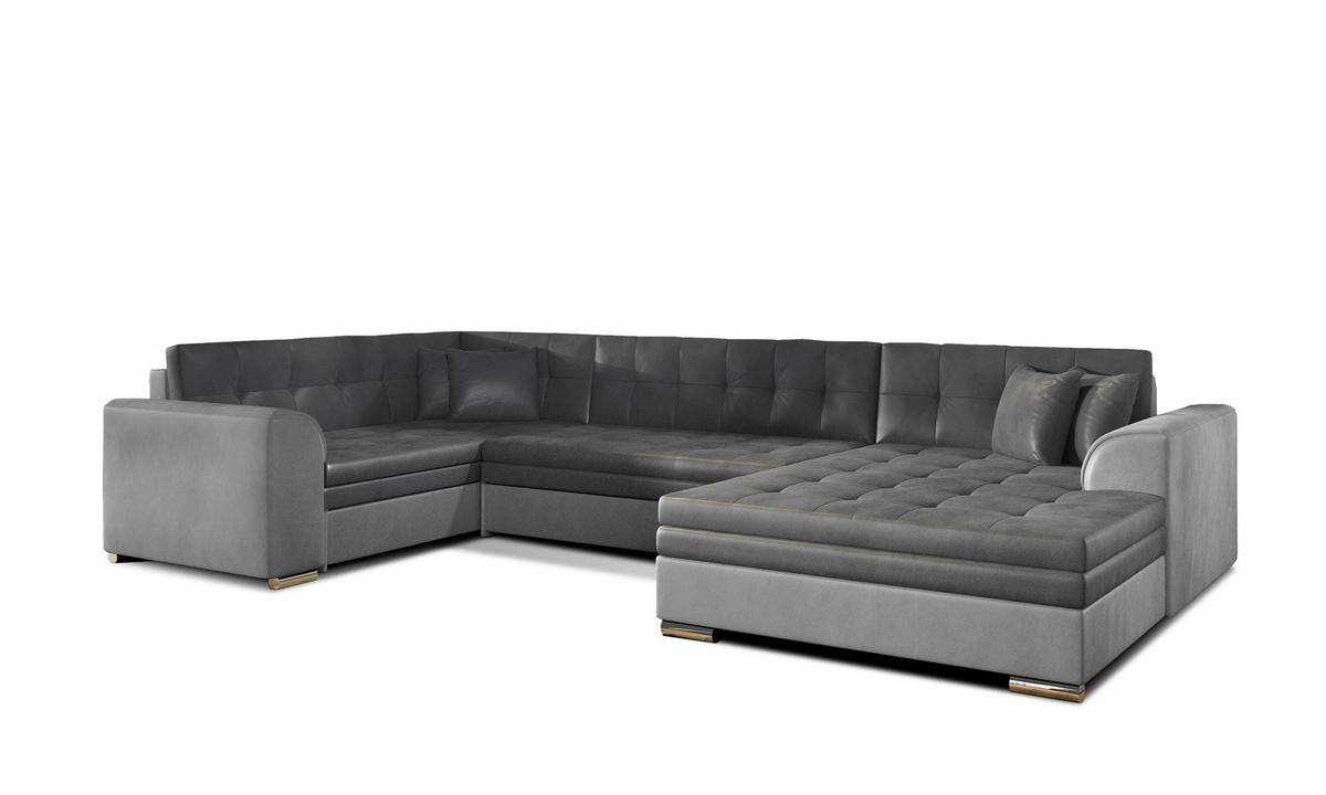 Wohnlandschaft Damario Grau/hellgrau U:189x338x189cm - Chromfarben/Hellgrau, Design, Textil (189/338/189cm) - MID.YOU
