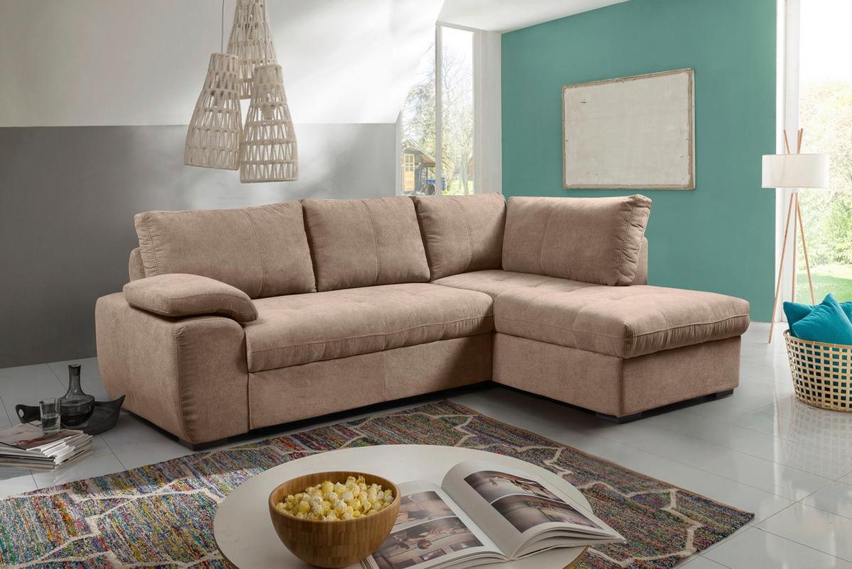 Sarokgarnitúra "byblos" - barna, Modern, textil (240/170cm)