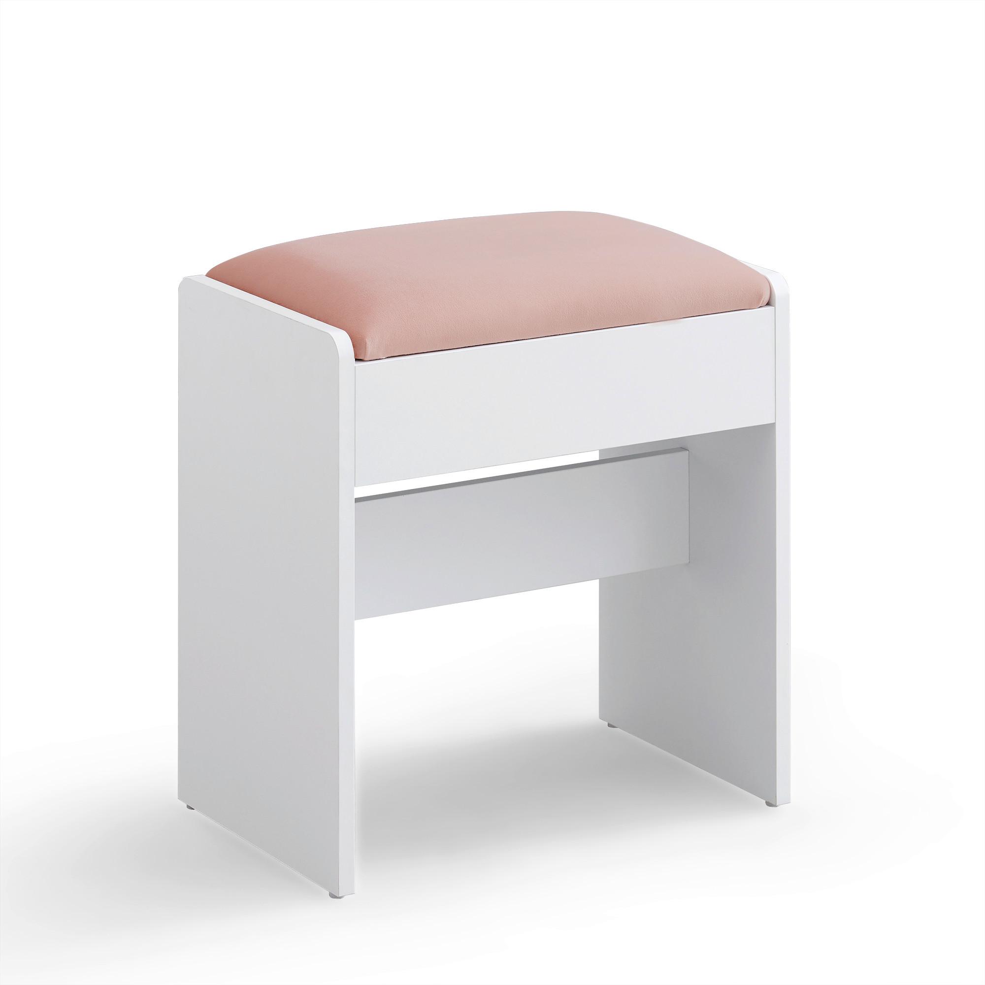 TABURETKA K TOALETNÉMU STOLÍK BIELA/RUŽOVÁ - biela/ružová, Trend, kompozitné drevo/textil (45/45/28,6cm) - Boxxx