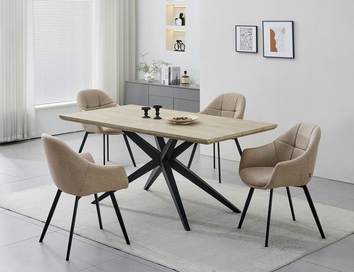 Vierfußstuhl Modo Schwarz/Beige B: 57 cm - Beige/Schwarz, MODERN, Holz/Textil (57/84,5/61cm) - Livetastic