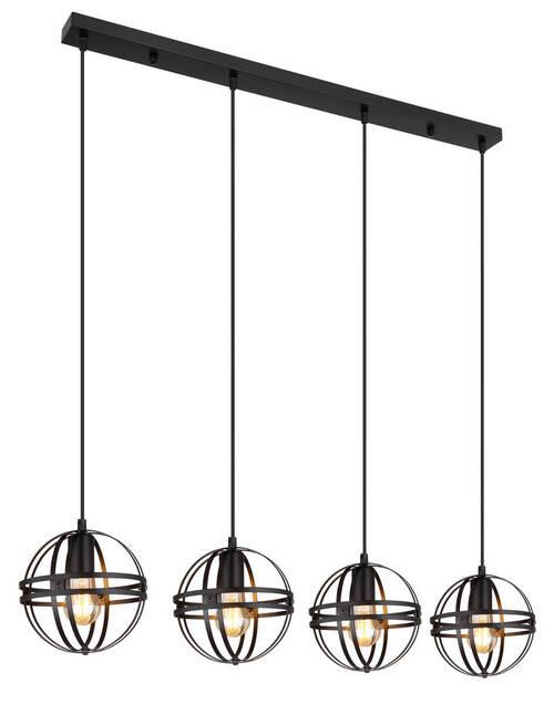 Hängeleuchte 15639-4h - Schwarz, Trend, Kunststoff/Metall (100/20/120cm) - Globo