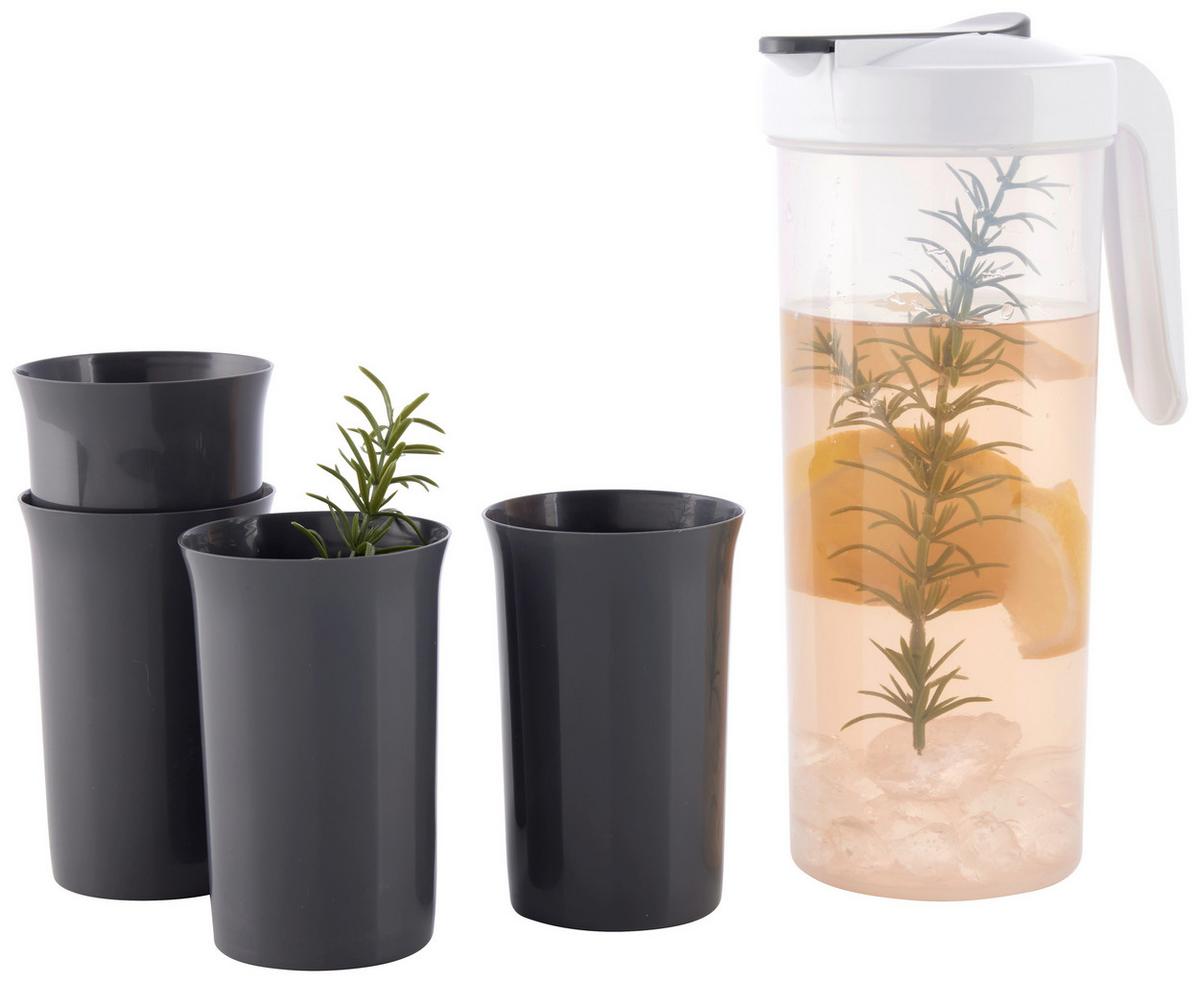 Sada hrnčekov 5-dielna - sivá, Modern, plast - Mömax