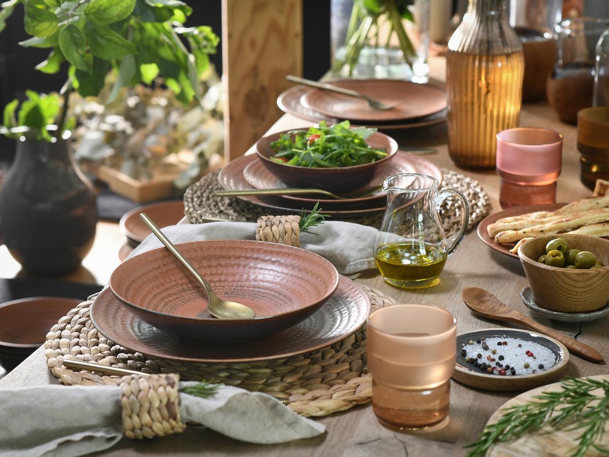 Tafelservice Neapel 12-Teilig Steinzeug, Braun, 4 Personen - Terracotta/Braun, Basics, Keramik - Creatable