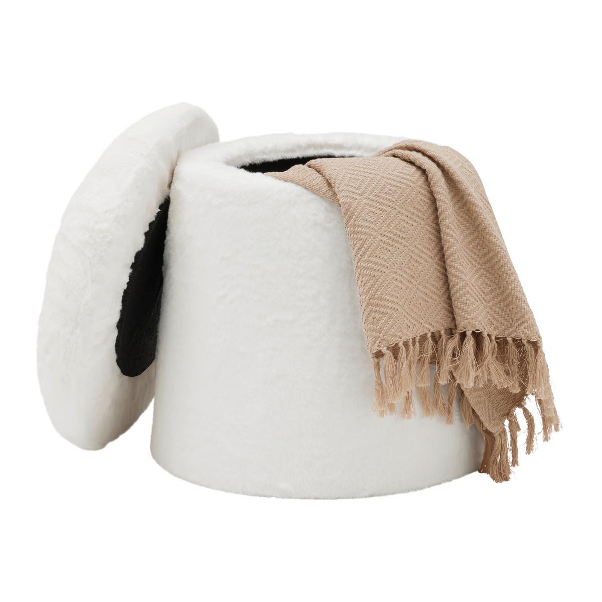 Taburet FUNGI -TREND- - bílá/krémová, Romantický / Rustikální, kompozitní dřevo/textil (41/43/41cm) - Premium Living
