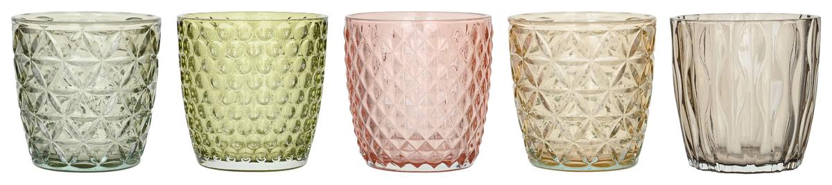 Stojan na čajové sviečky Julia, 9/9cm - oranžová/pink, sklo (9/9cm) - Modern Living