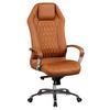 Chefsessel Monterey Mit Arm- Stützen Leder Braun Bis 120 Kg - Hellbraun/Alufarben, MODERN, Leder/Kunststoff (67/136/67cm) - MID.YOU