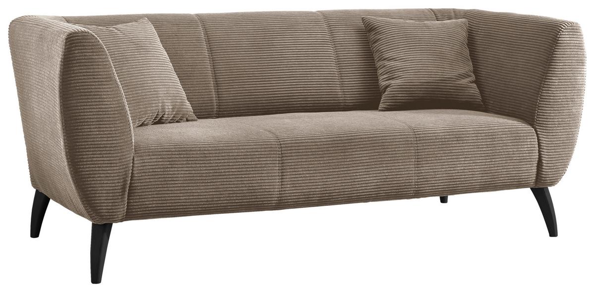 3-sitzer-sofa Colori Graubraun Rücken Echt - Graubraun/Schwarz, MODERN, Textil (208/83/88cm) - MID.YOU