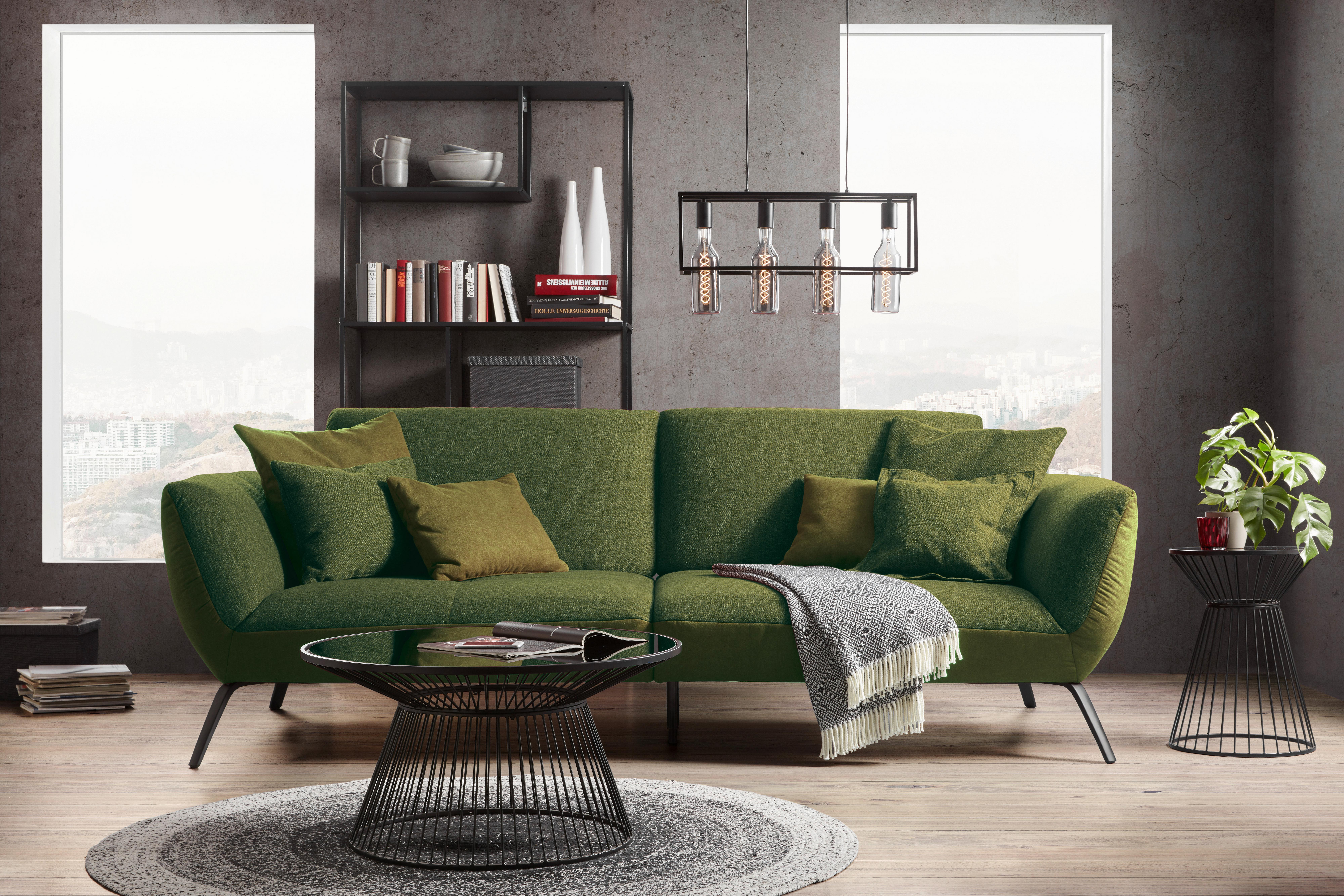 Veľká pohovka TRENDY, olivovozelená - olivovozelená/čierna, Modern, kompozitné drevo (260/93/124cm) - Premium Living