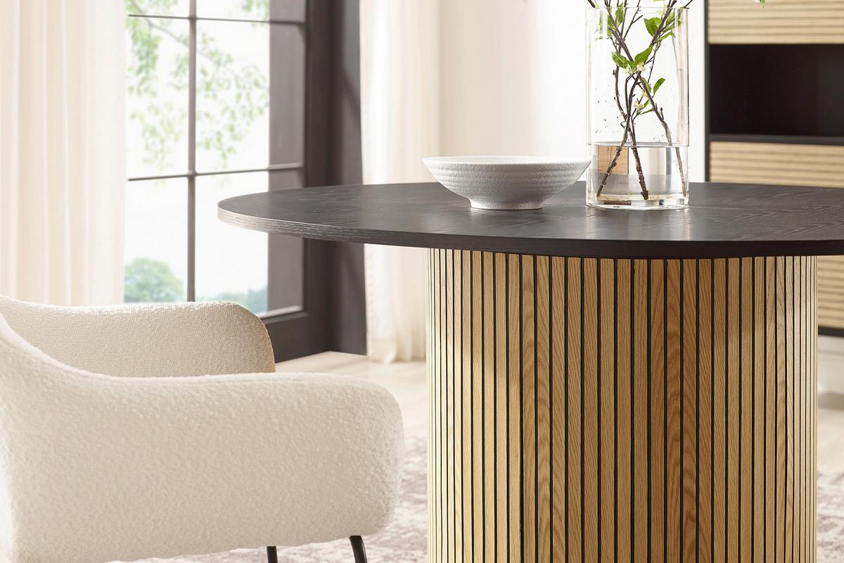 Esstisch Naturfarben/schwarz B: 120 Cm - Schwarz/Naturfarben, MODERN, Holz/Holzwerkstoff (120/120/75cm) - Livetastic