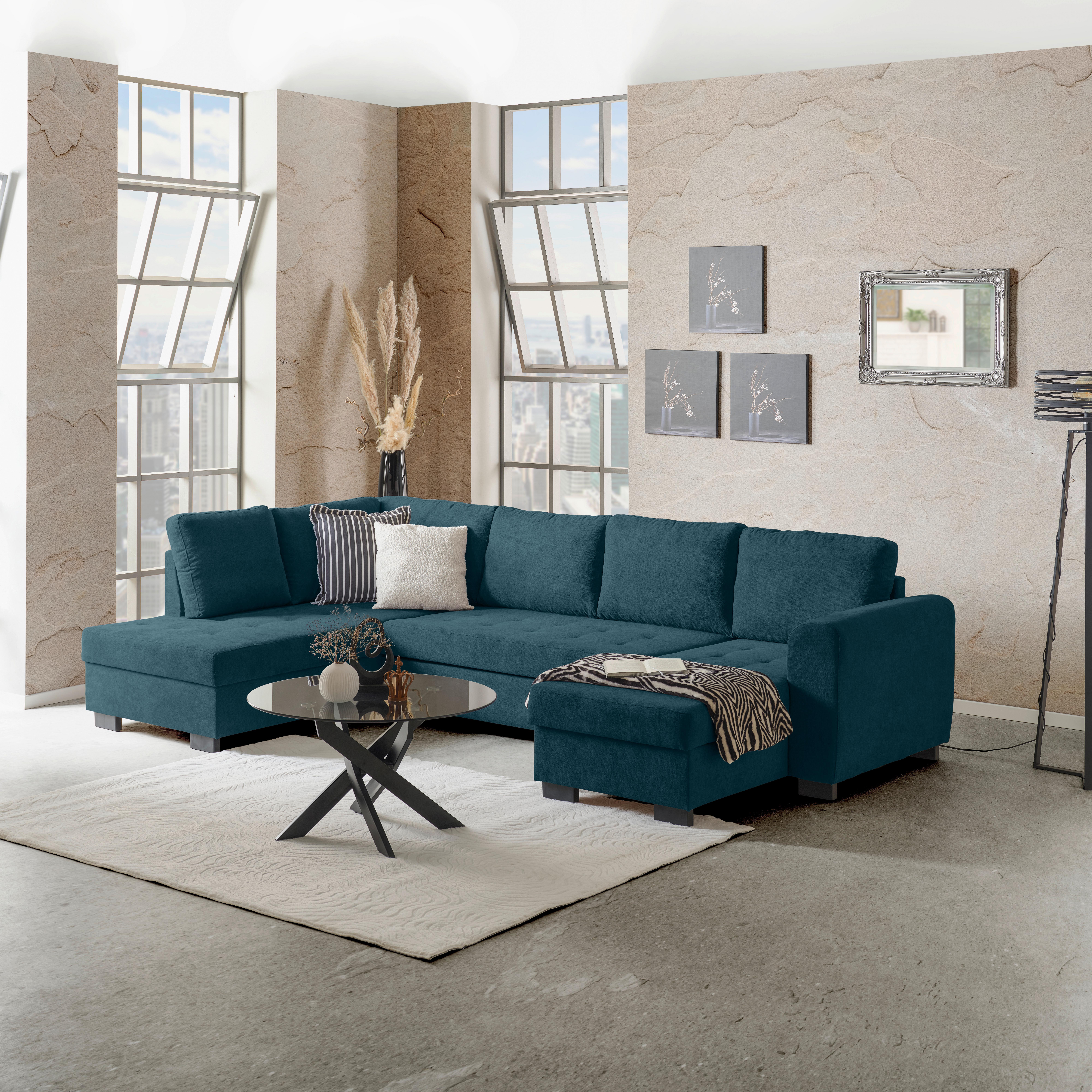 SEDACÍ SOUPRAVA MALTE -BASED- - šedá/modrá, Moderní, textil/plast (178/305/155cm) - Based