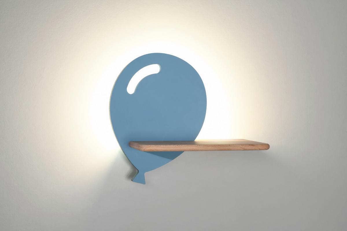 Wandleuchte 21-84750 Baloon - Hellblau, KONVENTIONELL, Holz/Holzwerkstoff (31/12/26cm)