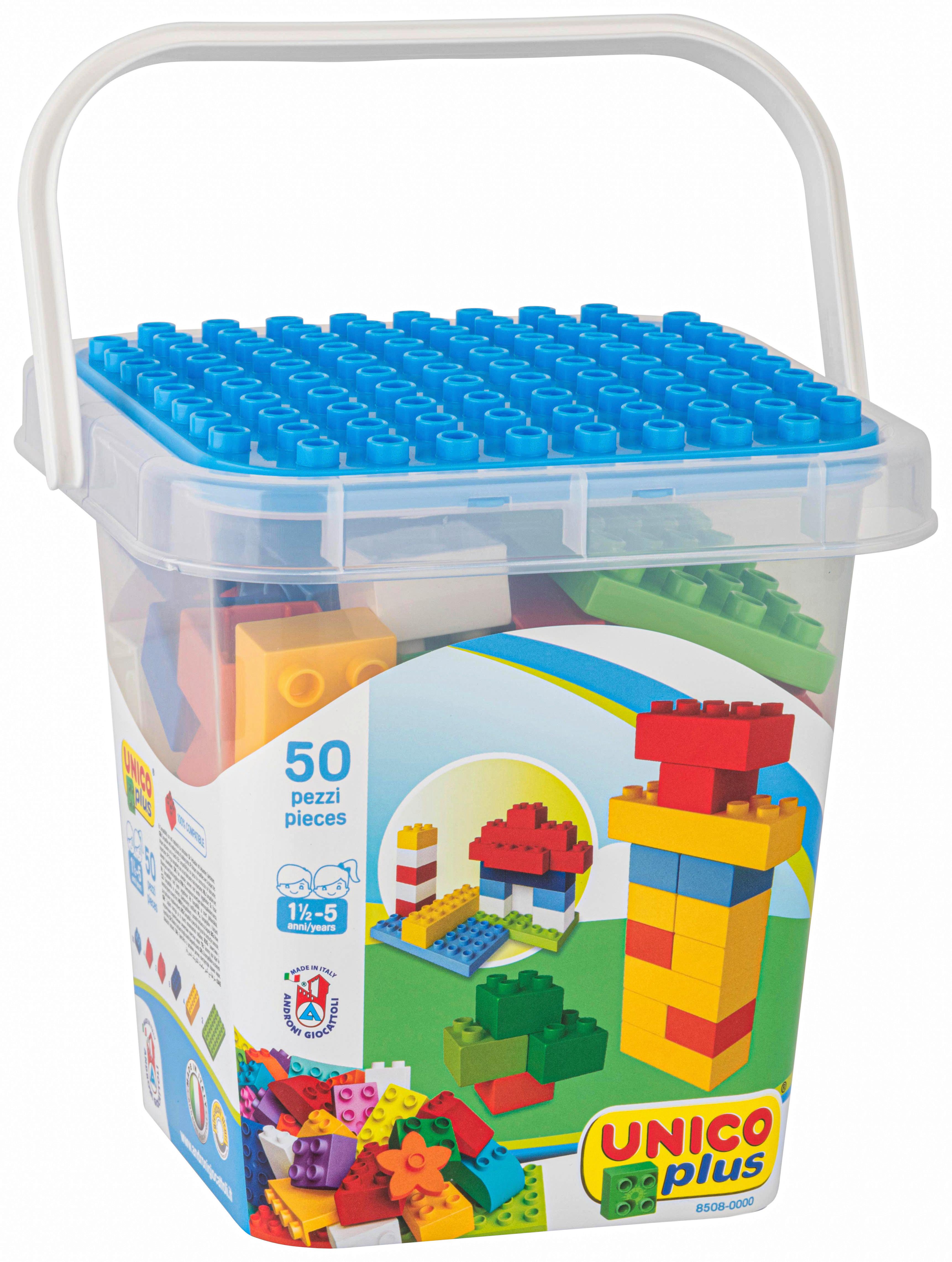 Bausteine Unico Plus Ab 1,5 Jahren Mit 50 Bausteinen+eimer - Blau/Gelb, Kunststoff - Unico Plus