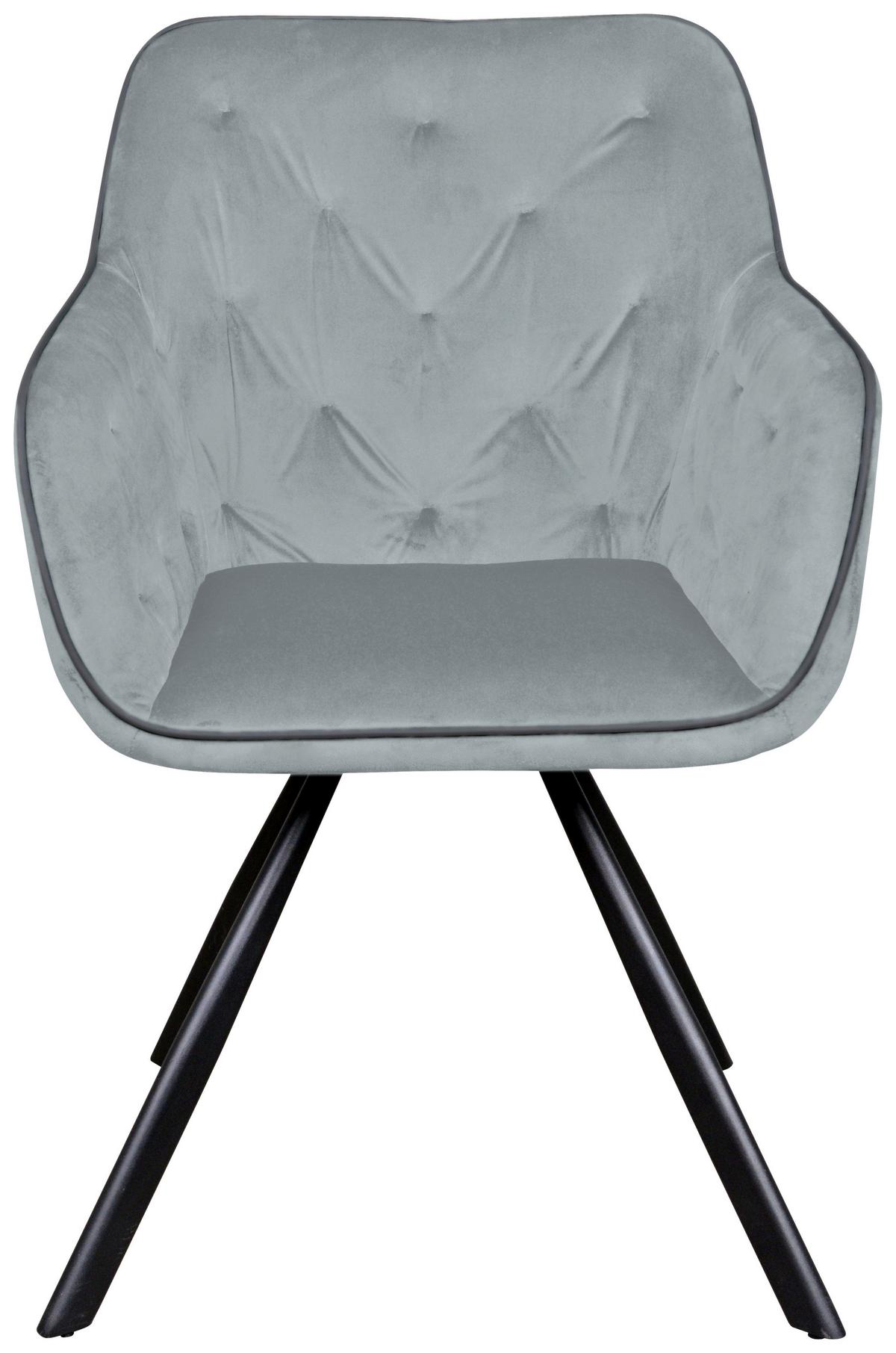 Armlehnstuhl Eann 125 - Schwarz/Grau, MODERN, Textil/Metall (60/85,5/57,5cm) - Kayoom