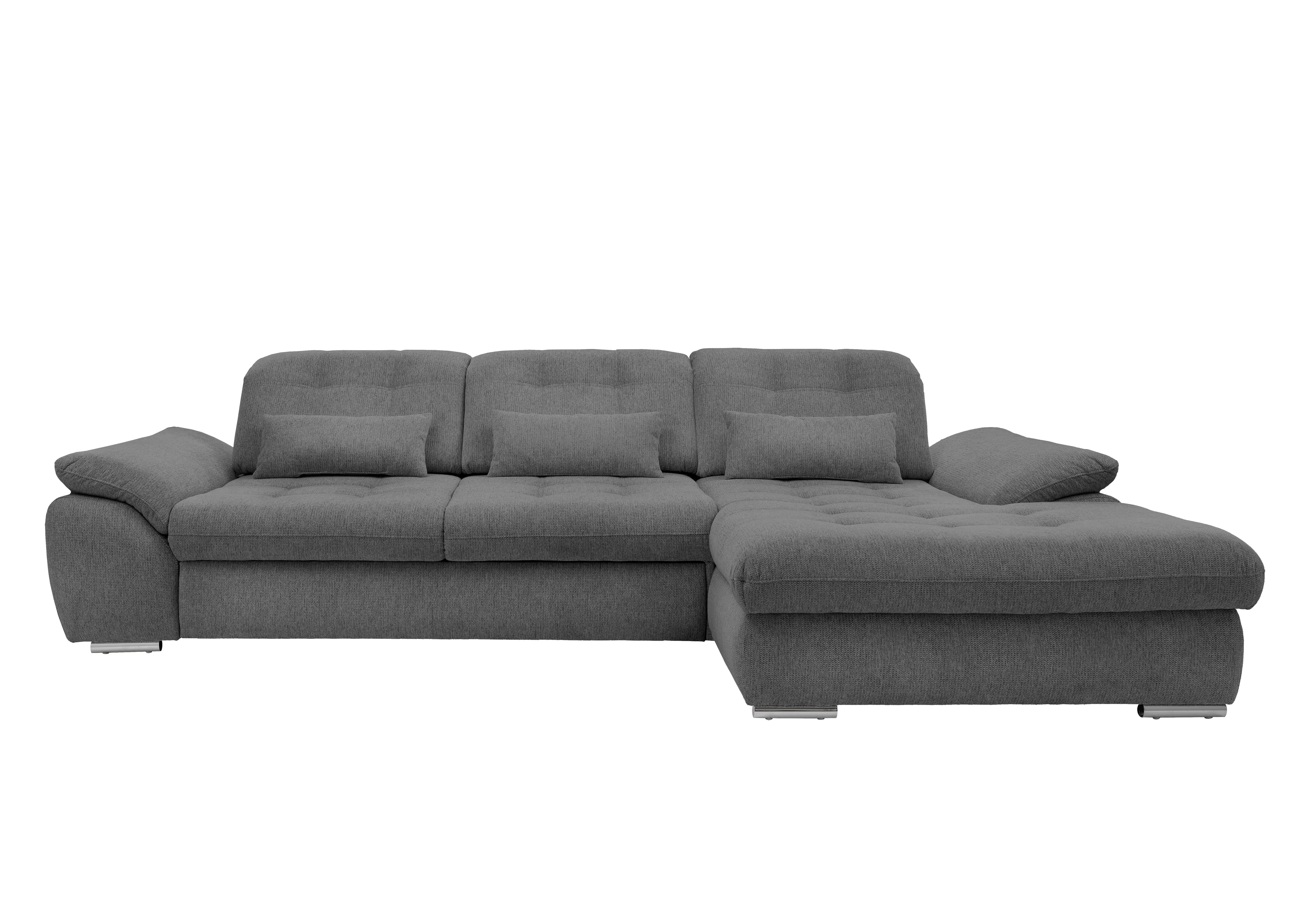 Ecksofa mit Bettkasten Rigatti Graubrau 314x184 cm - Chromfarben/Graubraun, MODERN, Textil (314/184cm) - Livetastic