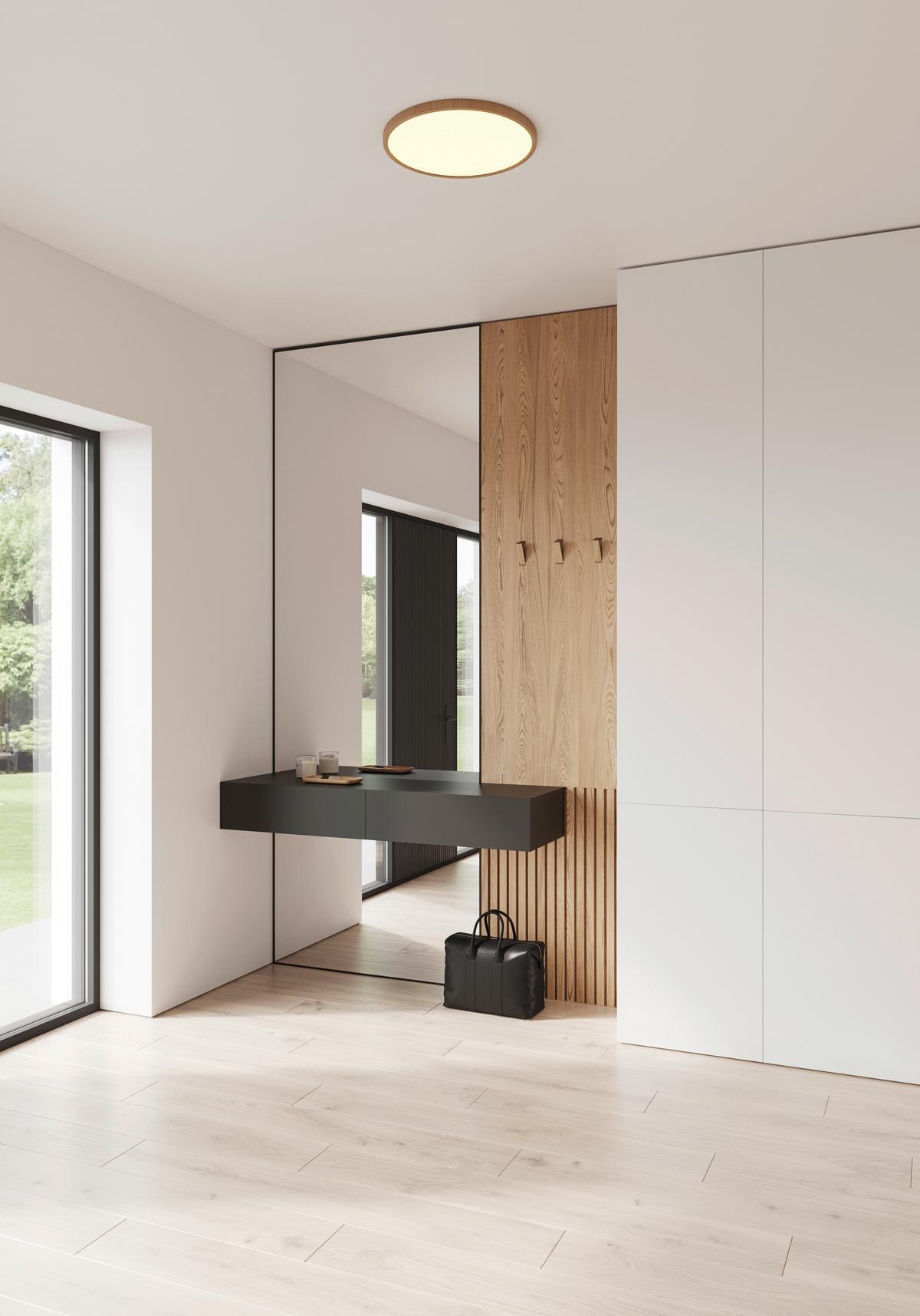 Led-deckenleuchte Oja Wood Buche Dekor D: 42,4cm - Buchefarben, Design, Kunststoff (42,4/2,3cm) - Nordlux