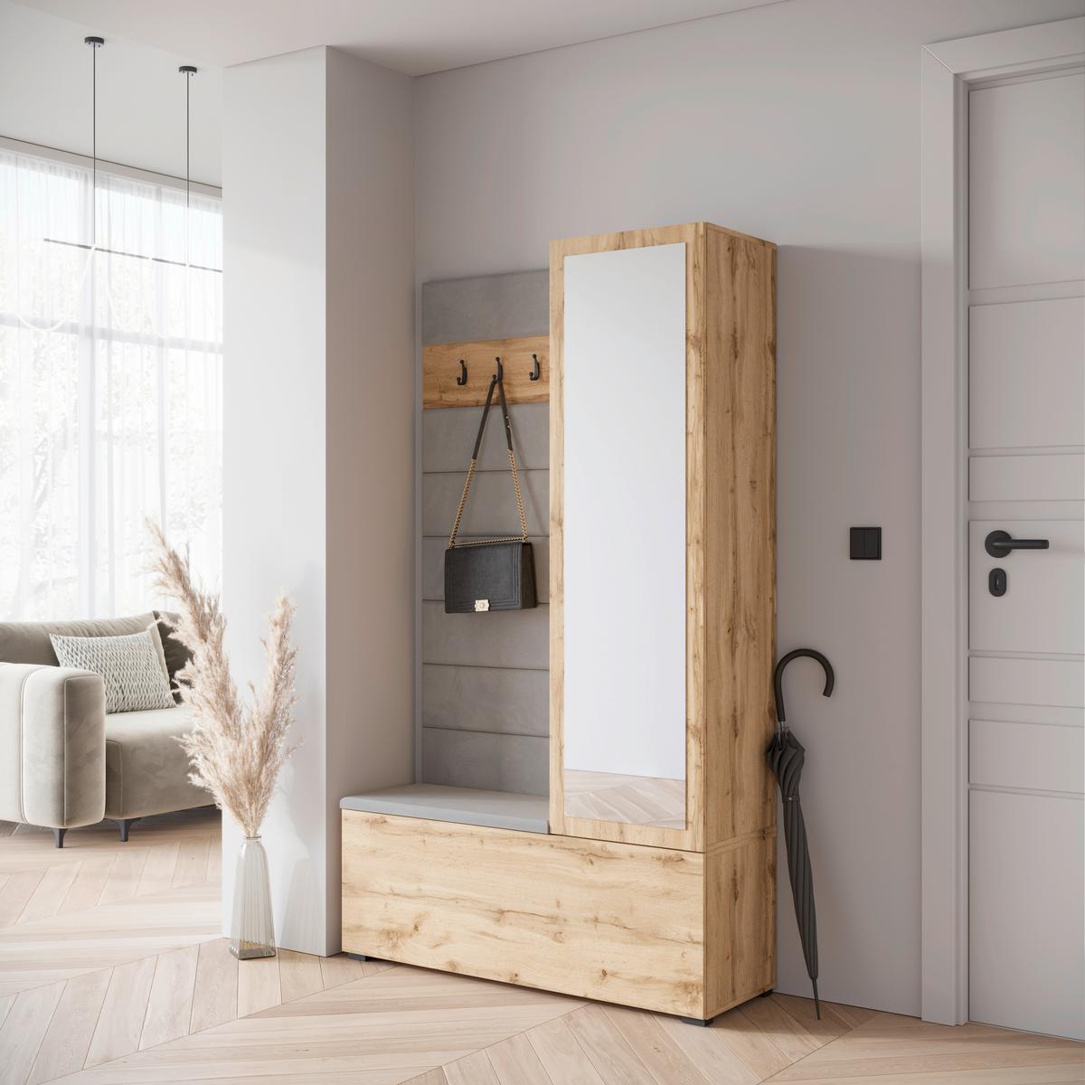 ŠATNA GARDEROBE TEJO II - dub wotan, Design, kompozitní dřevo (115/192/37,5cm) - Livetastic