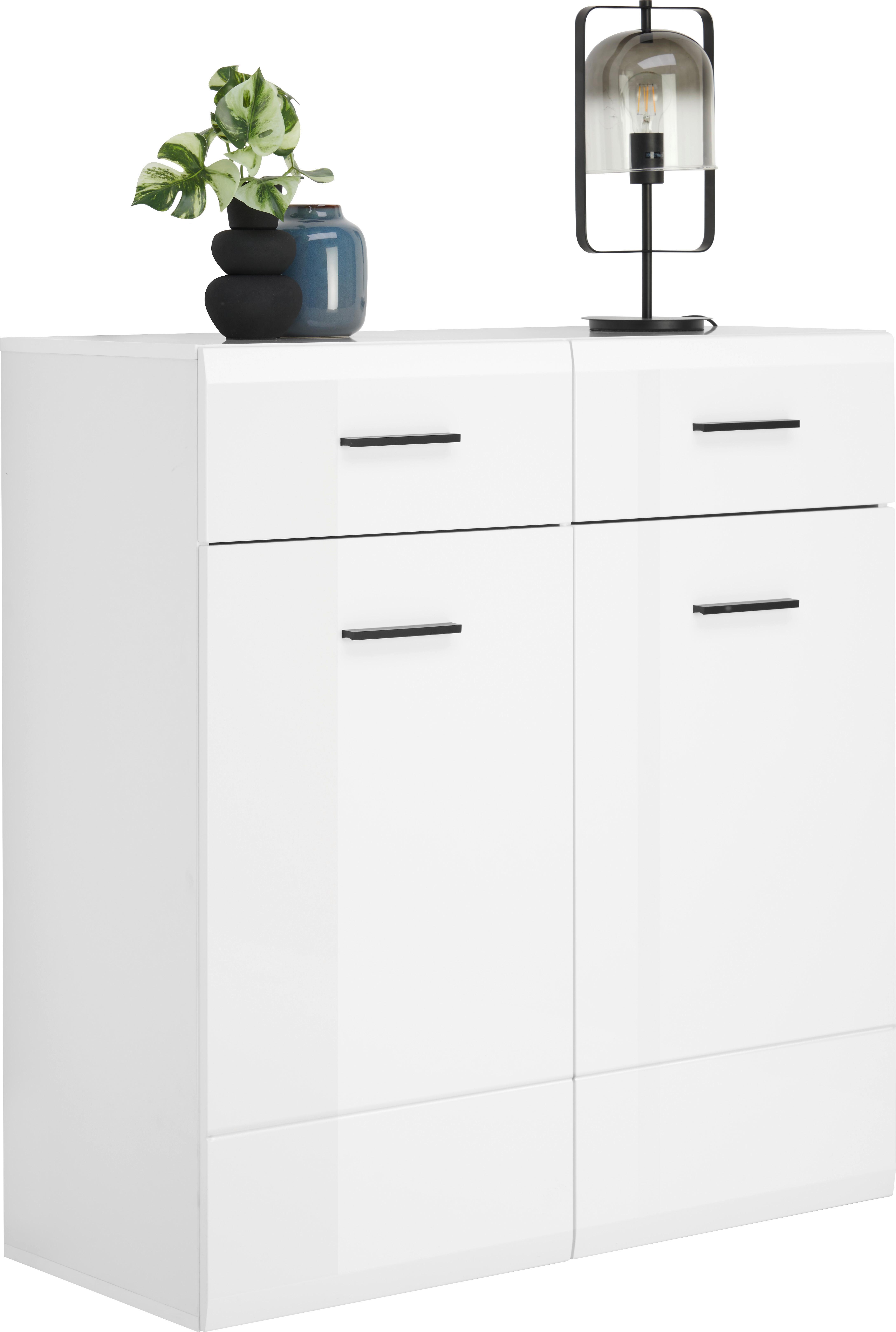 Schuhschrank Avanti Anthrazit/Weiß B: 100cm - Weiß Hochglanz/Anthrazit, Basics, Holzwerkstoff (100/104/42cm) - Hom`in