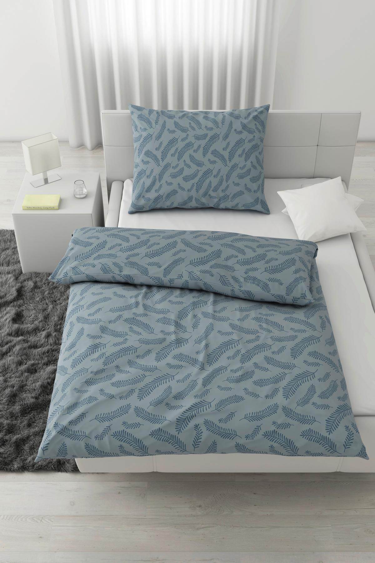 Povlečení Ferns, 70/90 140/200cm - modrá, Moderní, textil (140/200cm) - Mömax