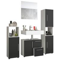 Badmöbel-set 4-tlg. Flandu B: 123 Cm Schwarz/weiß - Schwarz, KONVENTIONELL, Holzwerkstoff (120cm) - MID.YOU