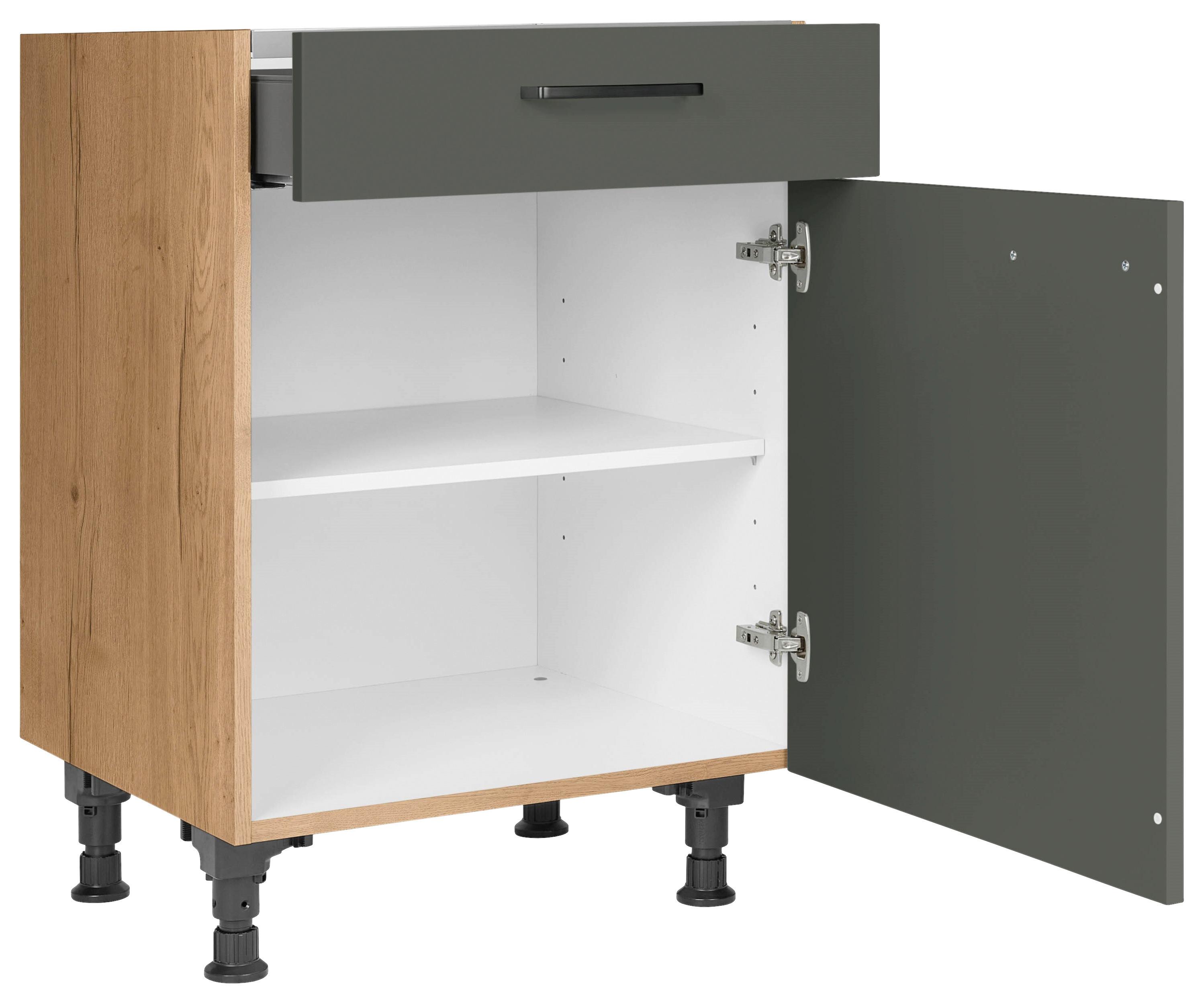 Kochfeldumbauschrank Easytouch - Eichefarben/Grün, MODERN, Holzwerkstoff (60/87/56cm) - Nobilia