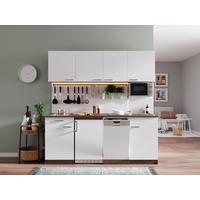 Küchenzeile Economy M. Geräten 195 Cm Weiß/eiche Dekor Modern - Eichefarben/Weiß, Basics, Holzwerkstoff (195cm) - Respekta