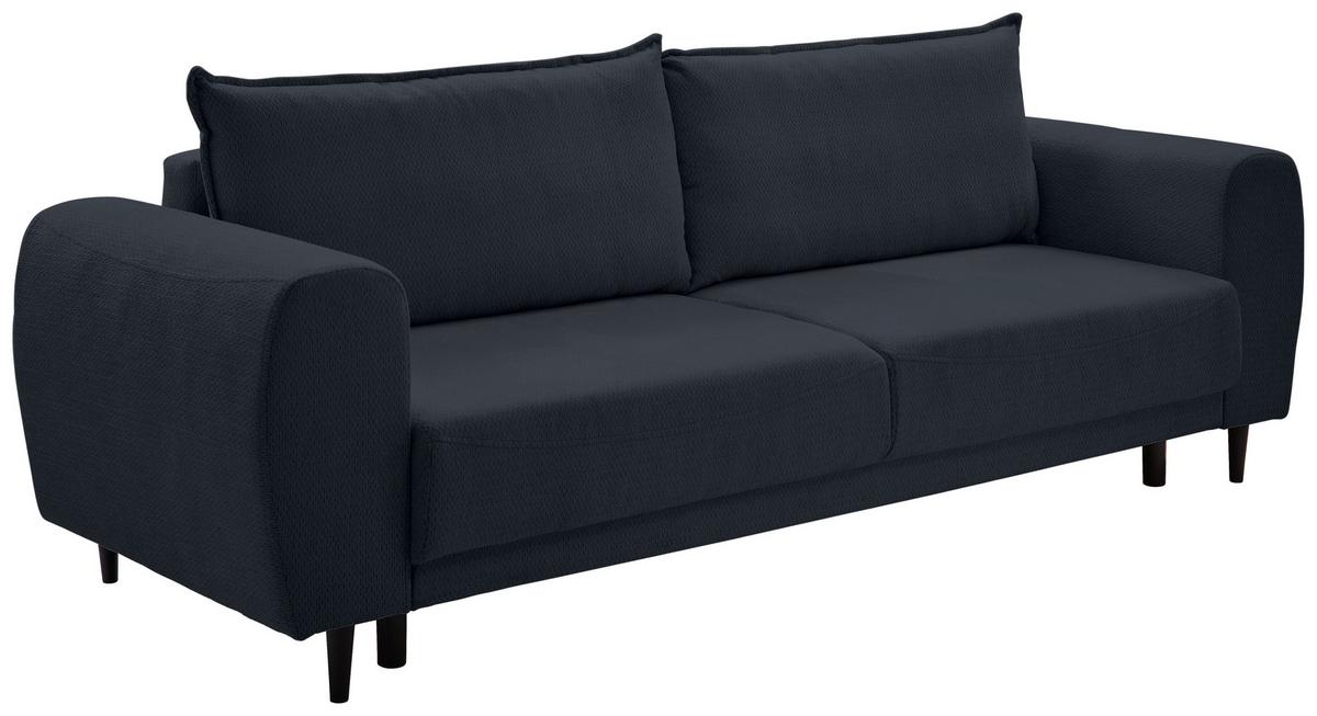Schlafsofa Siena - Schwarz/Dunkelblau, KONVENTIONELL, Textil (245/85/92cm) - Livetastic