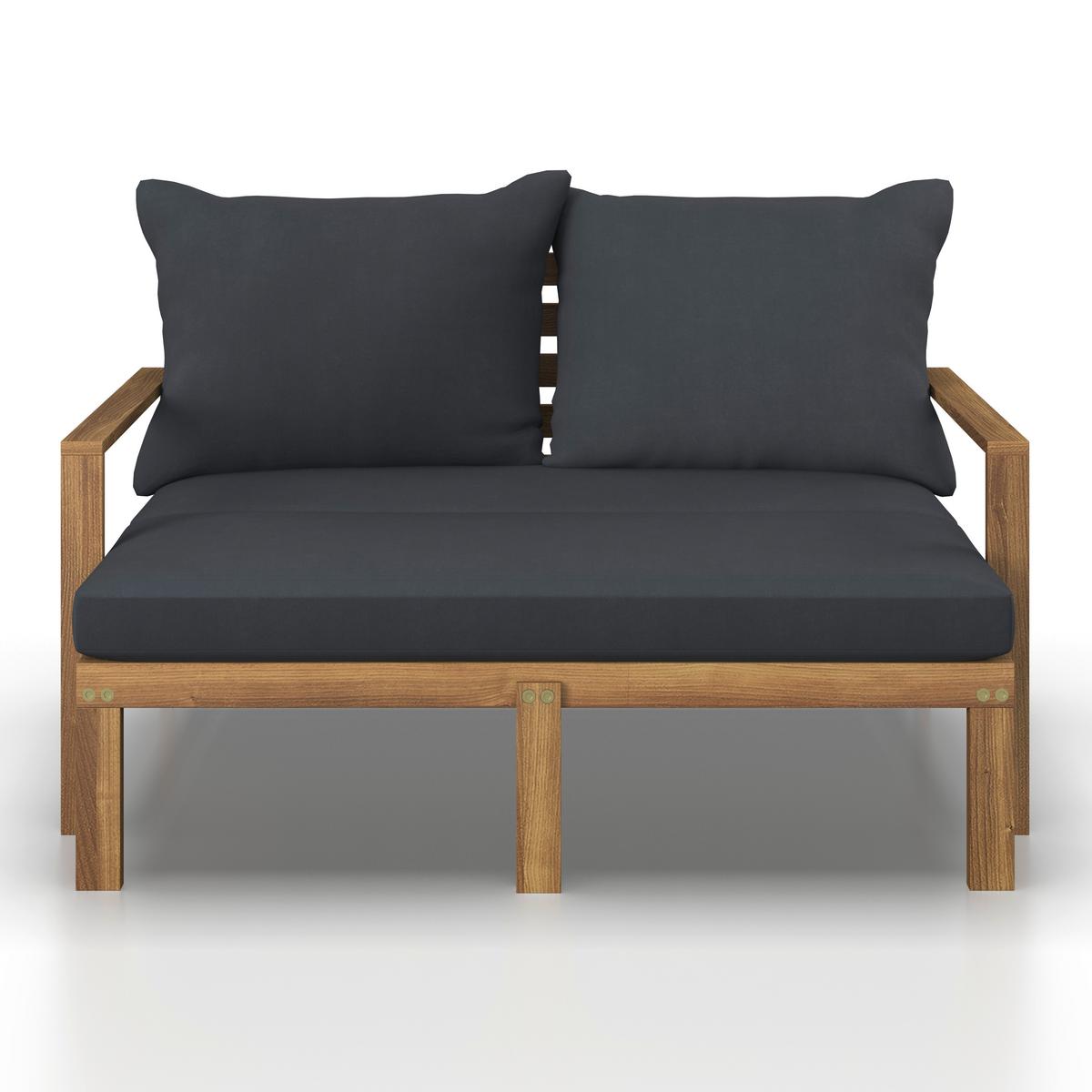 Záhradní pohovka PIA - tmavě šedá, Moderní, dřevo/textil (130/75/80-130cm) - Bessagi Garden