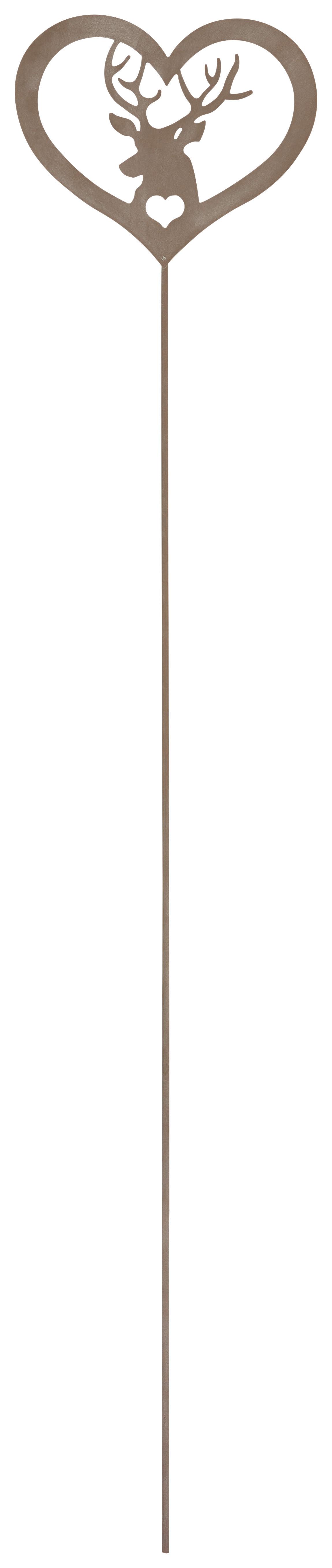 Gartenstecker Haukea, Hirsch Grau H: 100 cm - Grau, KONVENTIONELL, Metall (20/100cm) - Luca Bessoni