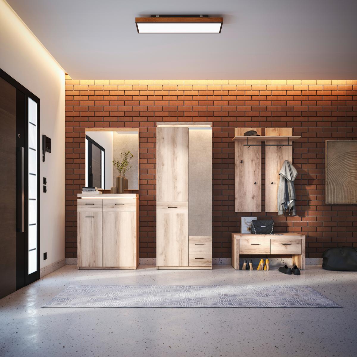 Komoda VANCOUVER - barvy dubu/antracitová, Moderní, kov/kompozitní dřevo (75/99/38cm)