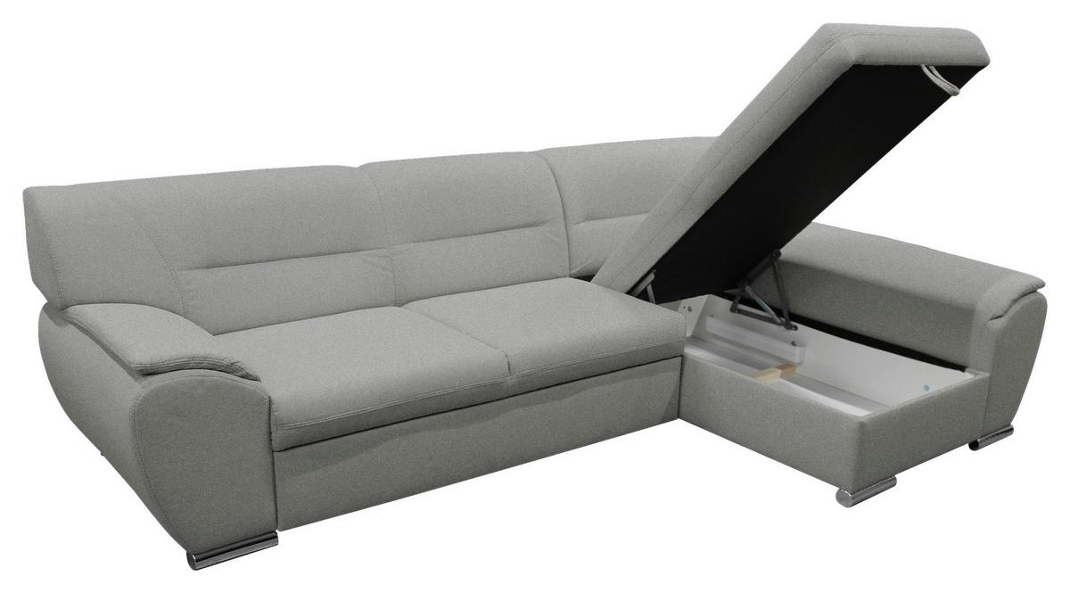 Veratti New Hellgrau Inkl. Schlaffunktion Ottomane Rechts - Silberfarben/Hellgrau, Design, Textil (281/167cm) - MID.YOU