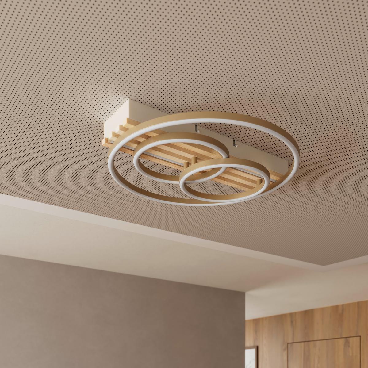 LED-DECKENLEUCHTE CELAL - Champagner/Eichefarben, Basics, Holzwerkstoff/Kunststoff (42/40/7cm) - Luca Bessoni