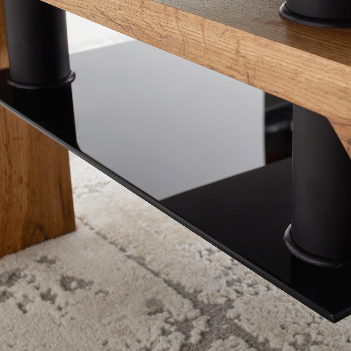 KONFERENČNÍ STOLEK INTRO - barvy dubu/černá, Moderní, kov/kompozitní dřevo (100/60/45cm) - Mömax