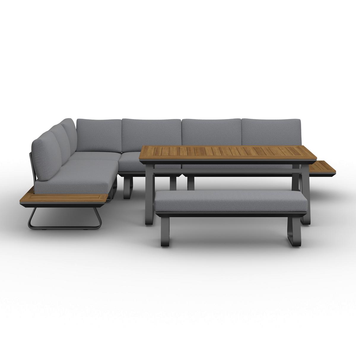 JÍDELNÍ TERASOVÁ SOUPRAVA EMMA - tmavě šedá/přírodní barvy, Moderní, kov/textil - Bessagi Garden