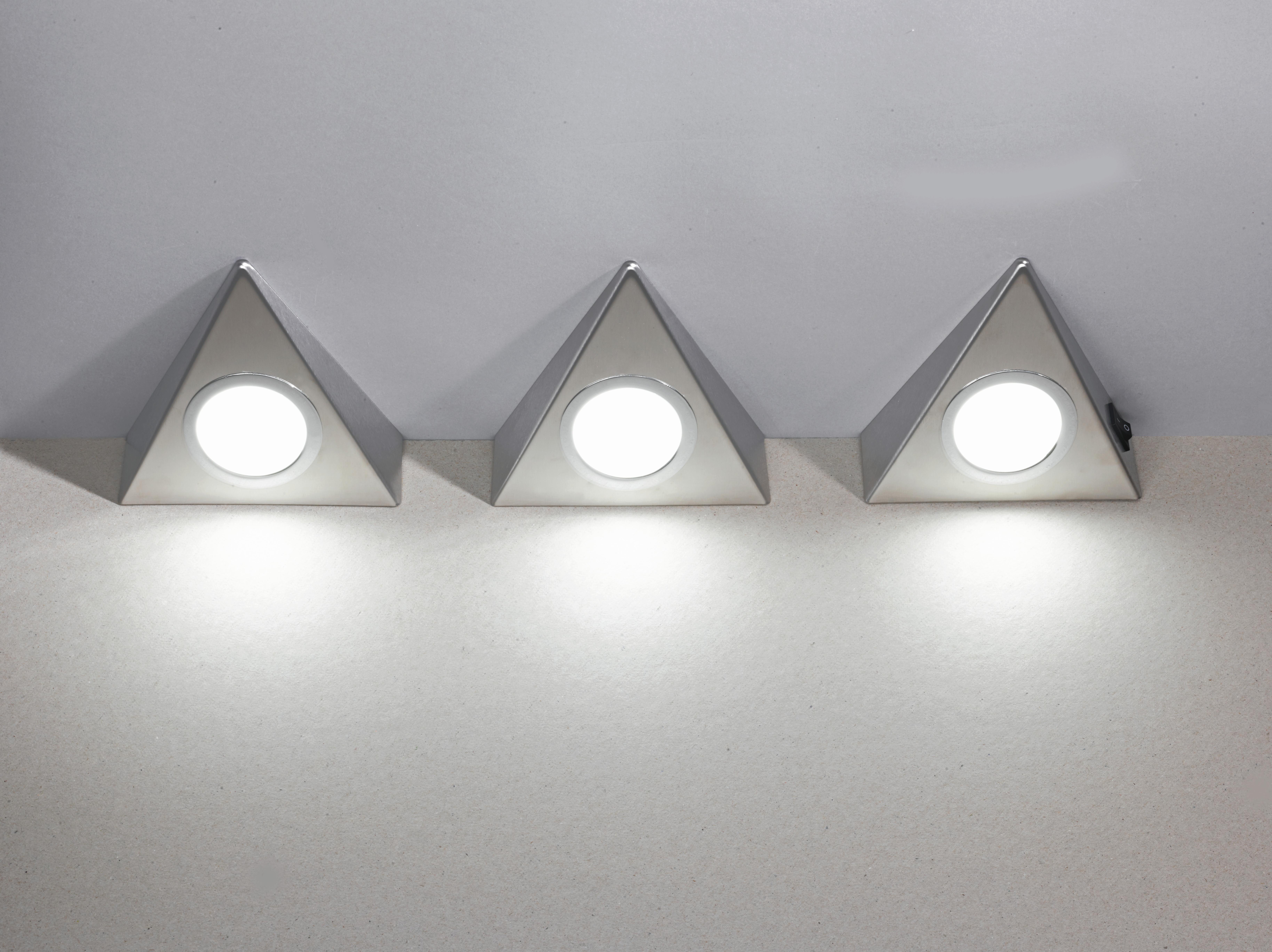 Unterbauleuchte 3x Led 2 W Edelstahl Dreieckig 12 V - Edelstahlfarben, Basics, Metall