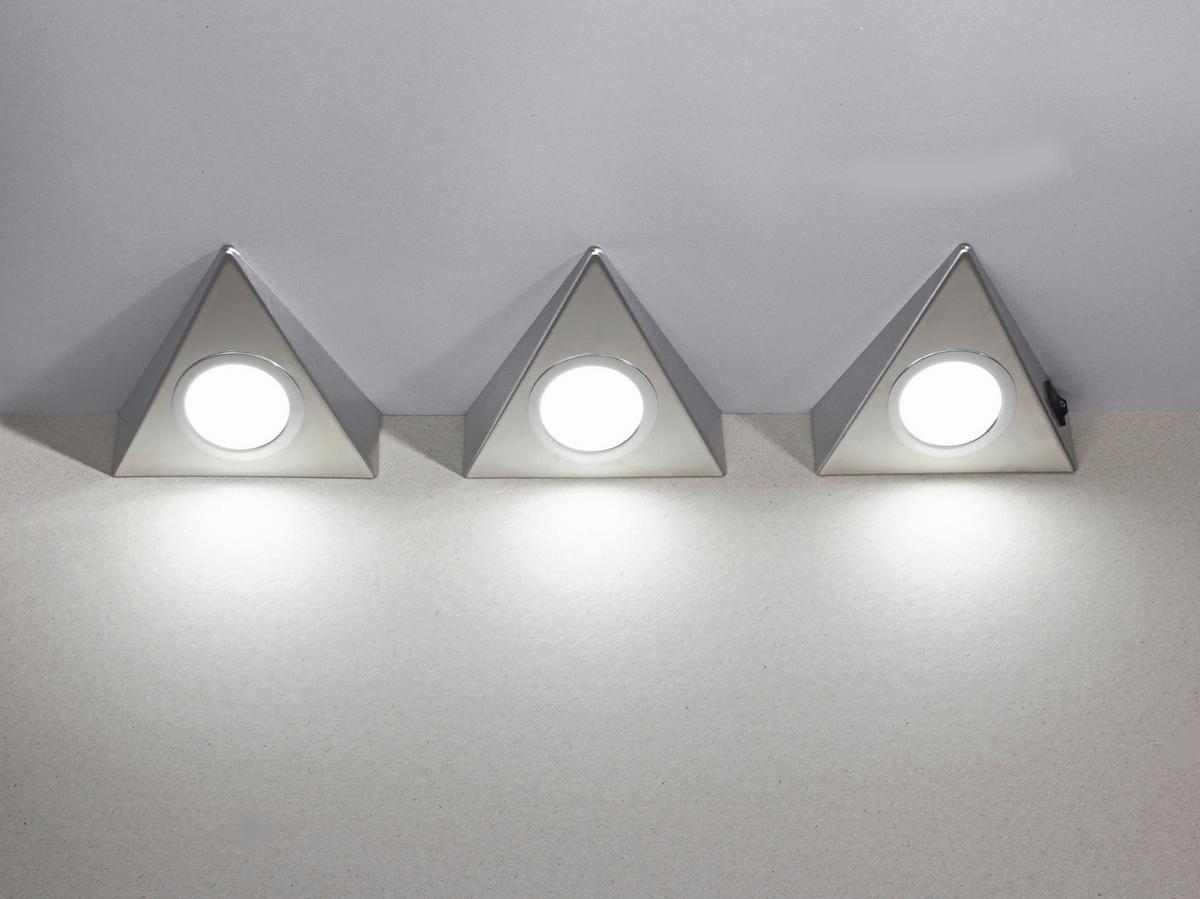 Unterbauleuchte 3x Led 2 W Edelstahl Dreieckig 12 V - Edelstahlfarben, Basics, Metall