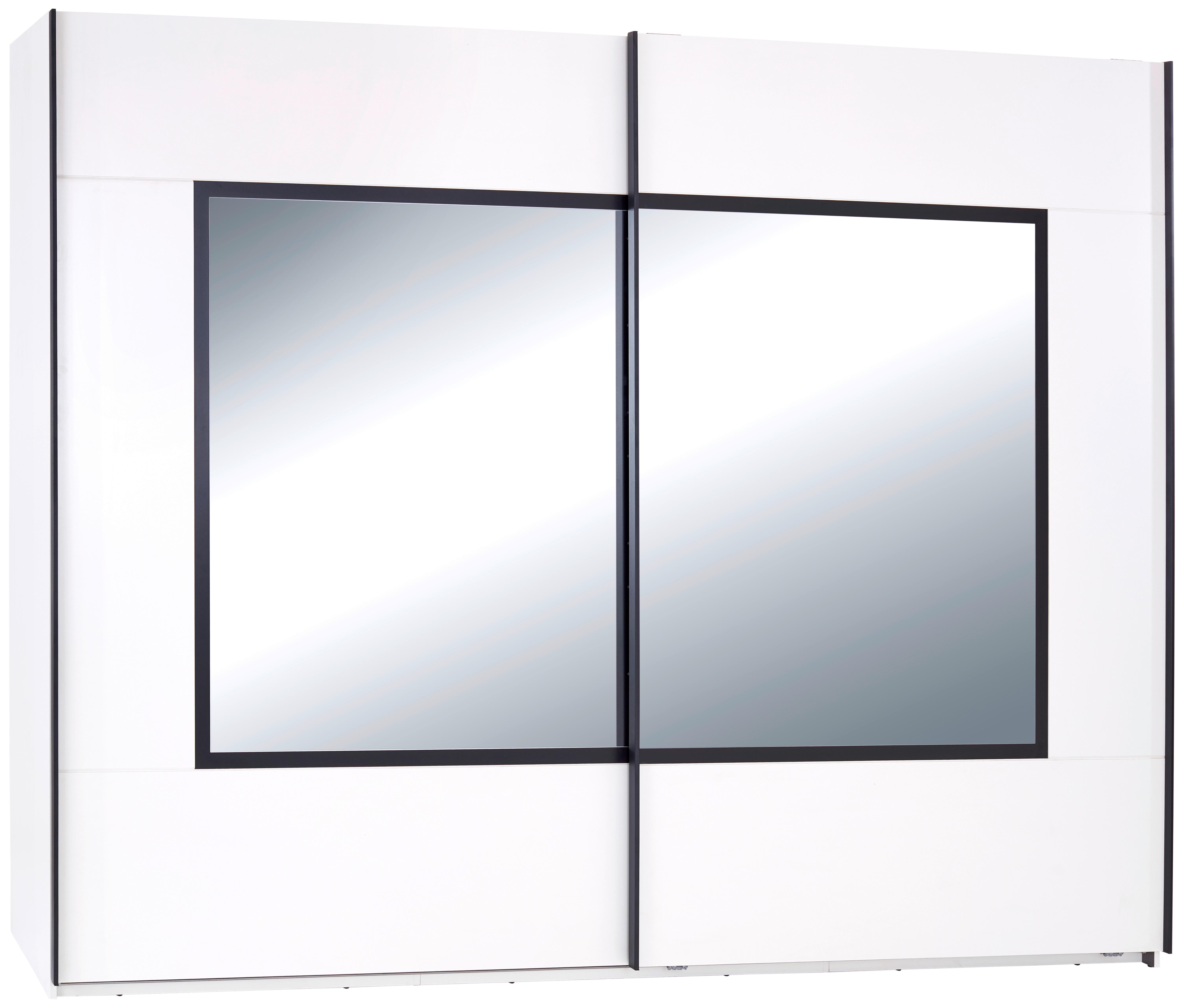 Skříň Se Zrcadlem Toledo Š. 270 Cm, Bílá/černá - bílá/černá, Moderní, kov/kompozitní dřevo (270/210/60cm)