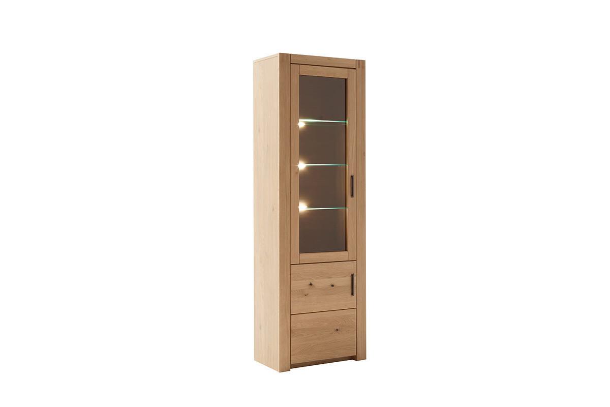 Vitrine Prag - Eichefarben, Design, Glas/Holz (66/203/37cm) - Livetastic