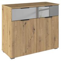 Kommode Skyla Eiche Dekor/grauspiegel B:93cm - MODERN, Glas/Holzwerkstoff (93/81/42cm) - Rauch Möbel